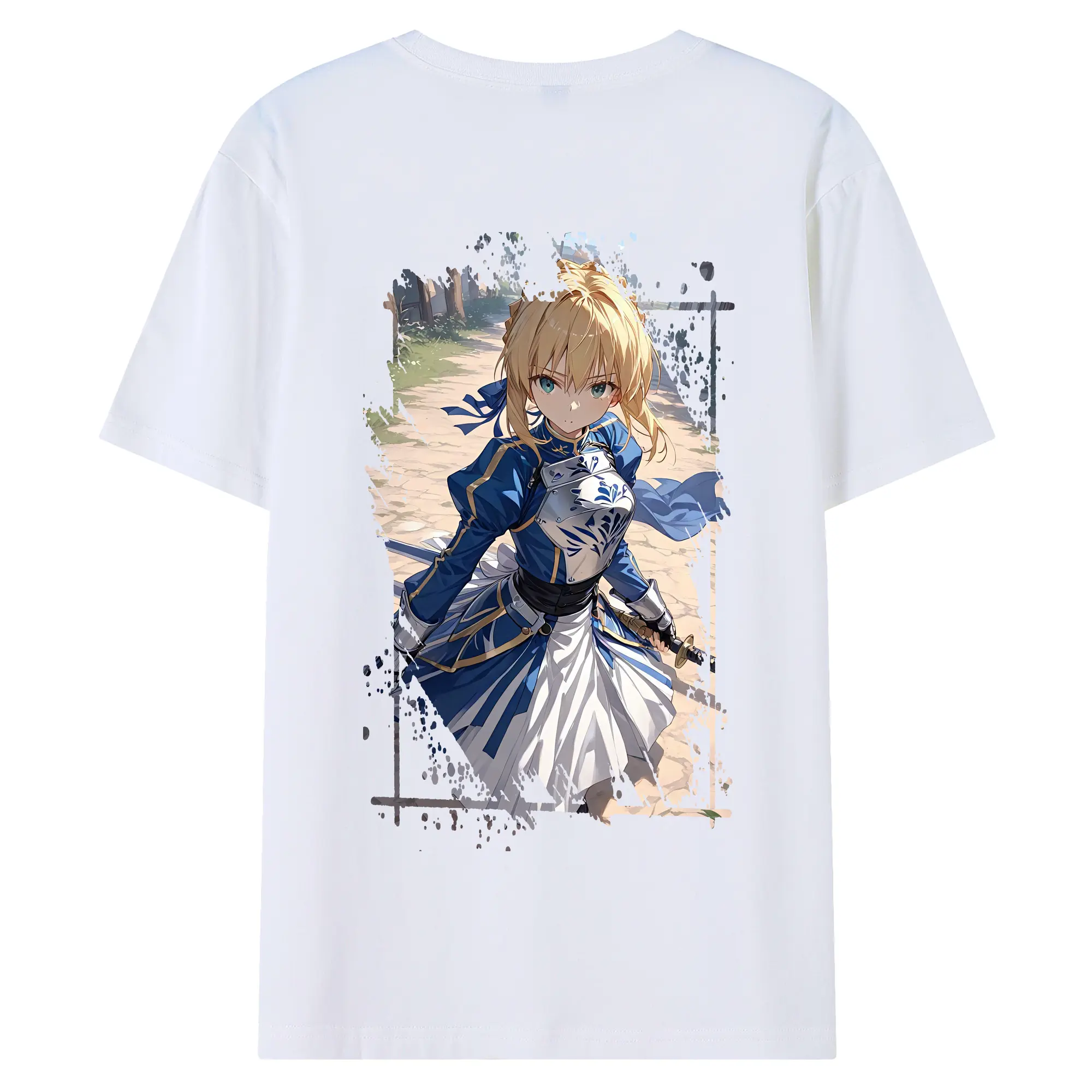 FGO グッズ,アルトリア - 綿100％ 半袖Tシャツ ・ バックプリント ・ 快適 通気性 ・ 日常使い 散歩 スポーツ用