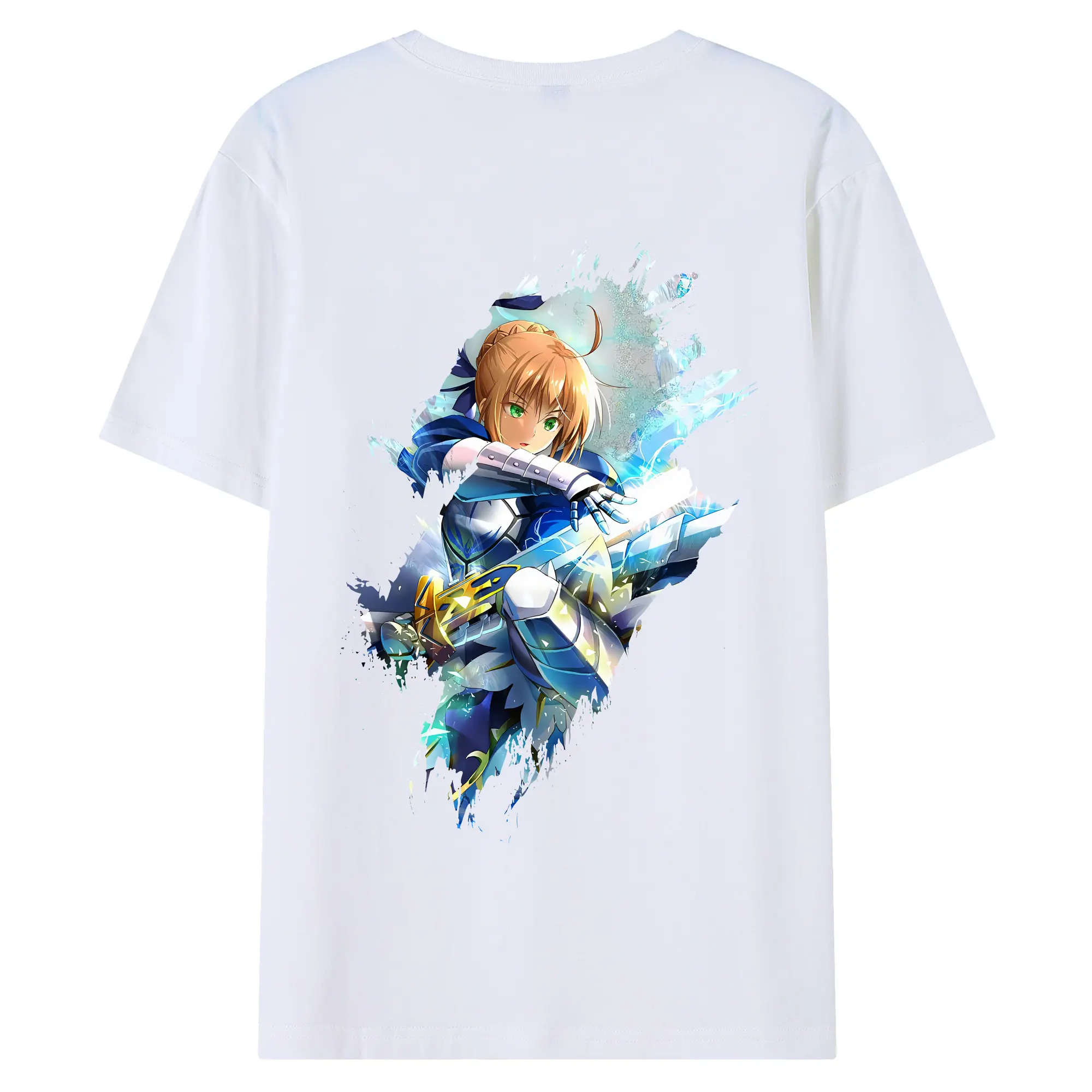 FGO グッズ,アルトリア - 綿100％ 半袖Tシャツ ・ バックプリント ・ 快適 通気性 ・ 日常使い 散歩 スポーツ用