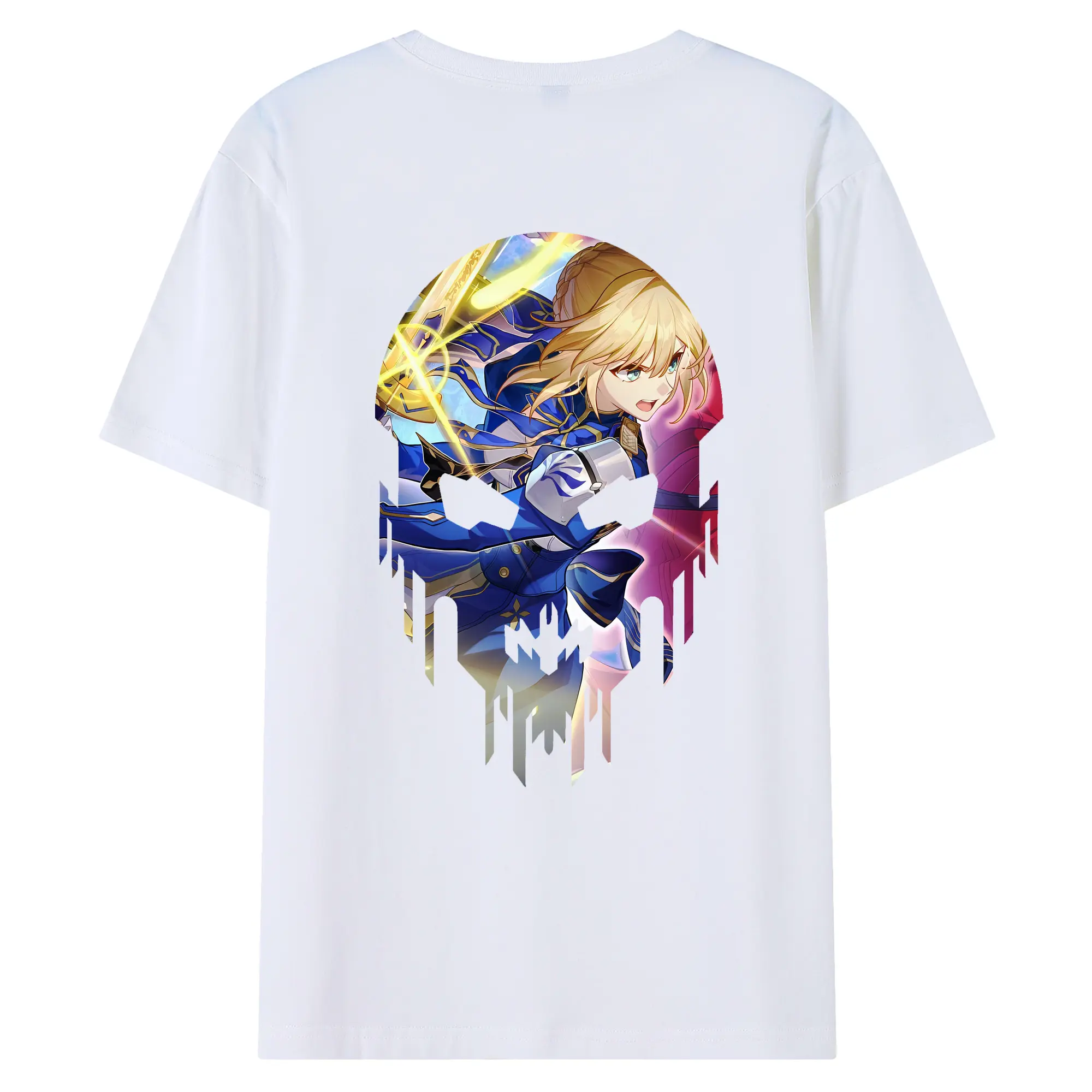 FGO グッズ,アルトリア - 綿100％ 半袖Tシャツ ・ バックプリント ・ 快適 通気性 ・ 日常使い 散歩 スポーツ用
