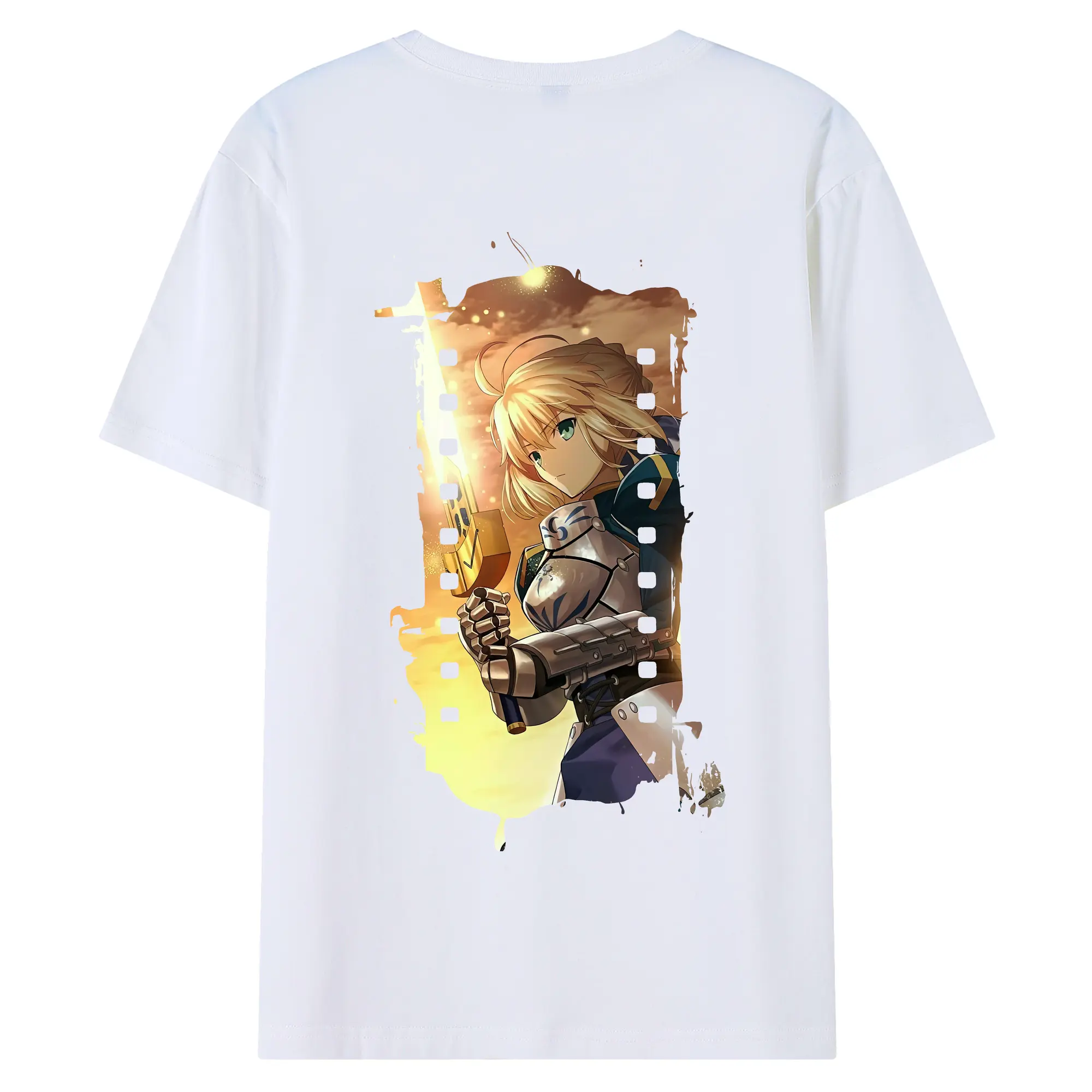 FGO グッズ,アルトリア - 綿100％ 半袖Tシャツ ・ バックプリント ・ 快適 通気性 ・ 日常使い 散歩 スポーツ用