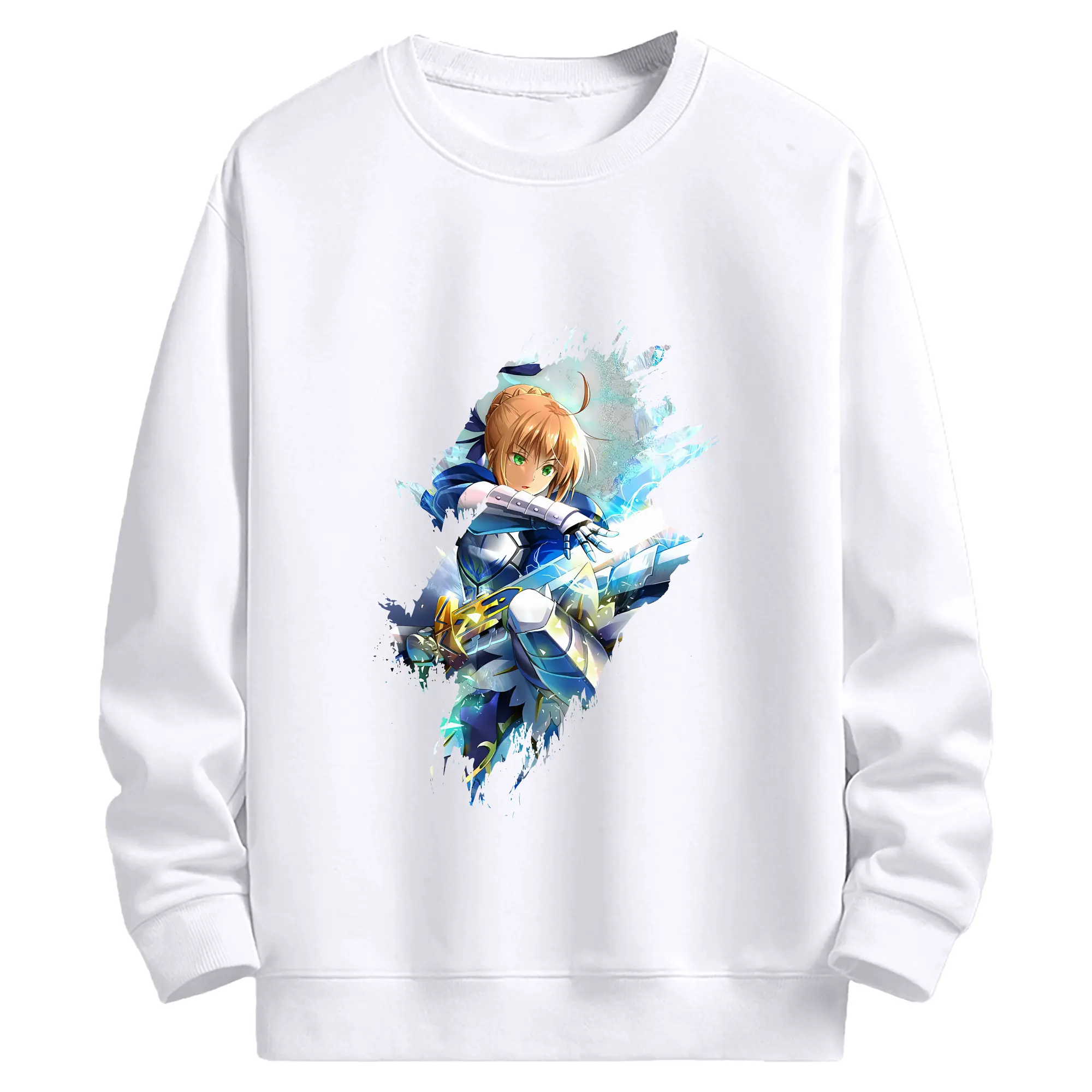 FGO グッズ,アルトリア - 高品質 クルーネック スウェット ・ コットン59％ ポリエステル41％ ・ ユニセックス 長袖 トレーナー ・ カジュアル デイリー スポーツ 散歩用