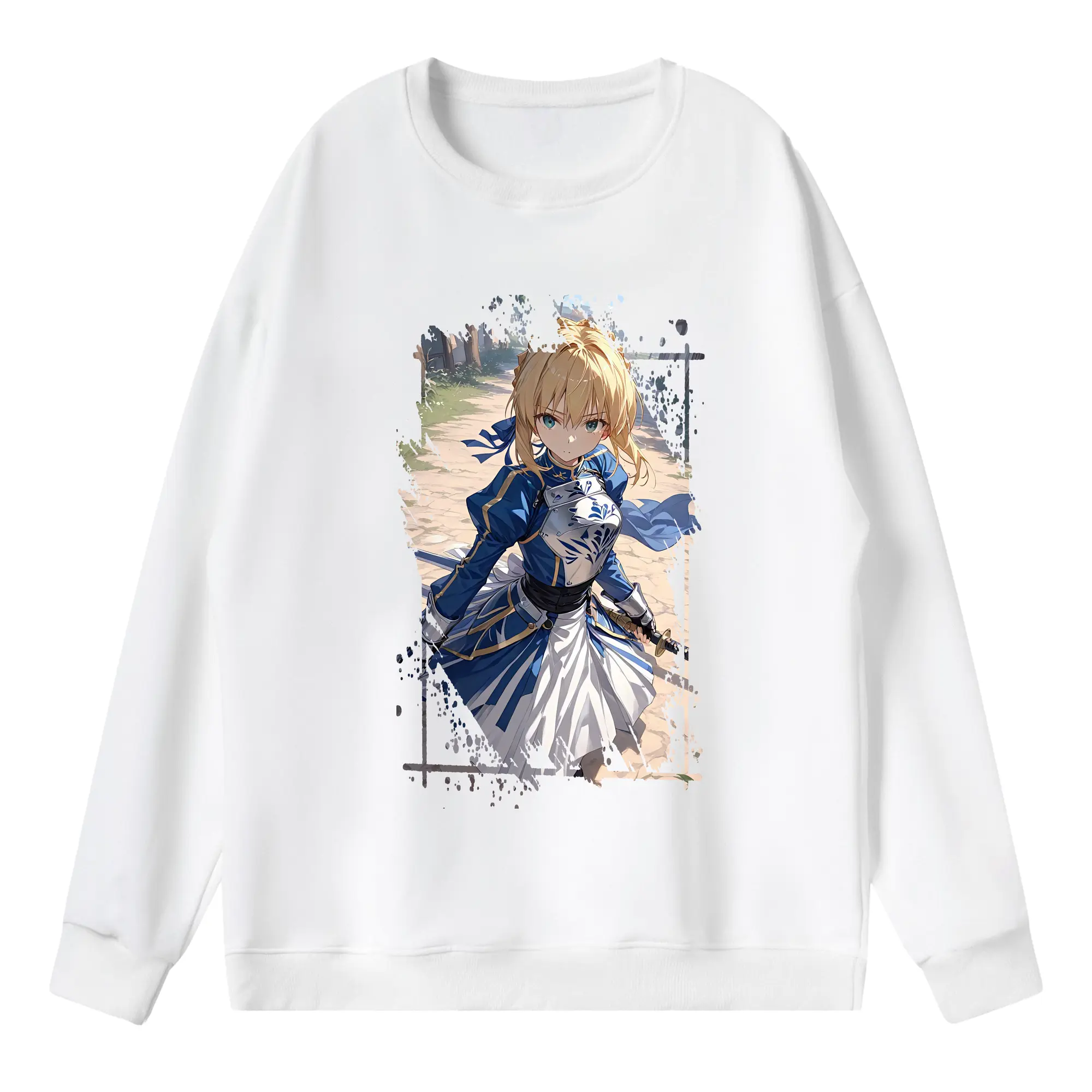 FGO グッズ,アルトリア - 薄手 クルーネック スウェット 裏毛260g · ポリエステル 春秋向け カジュアル 男女兼用 · トレーナー デイリー スポーツ 散歩に最適