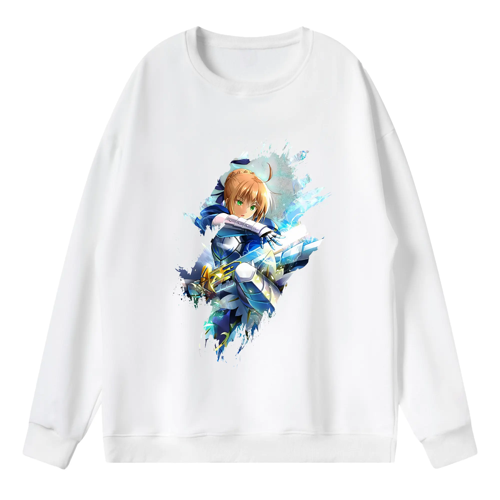 FGO グッズ,アルトリア - 薄手 クルーネック スウェット 裏毛260g · ポリエステル 春秋向け カジュアル 男女兼用 · トレーナー デイリー スポーツ 散歩に最適