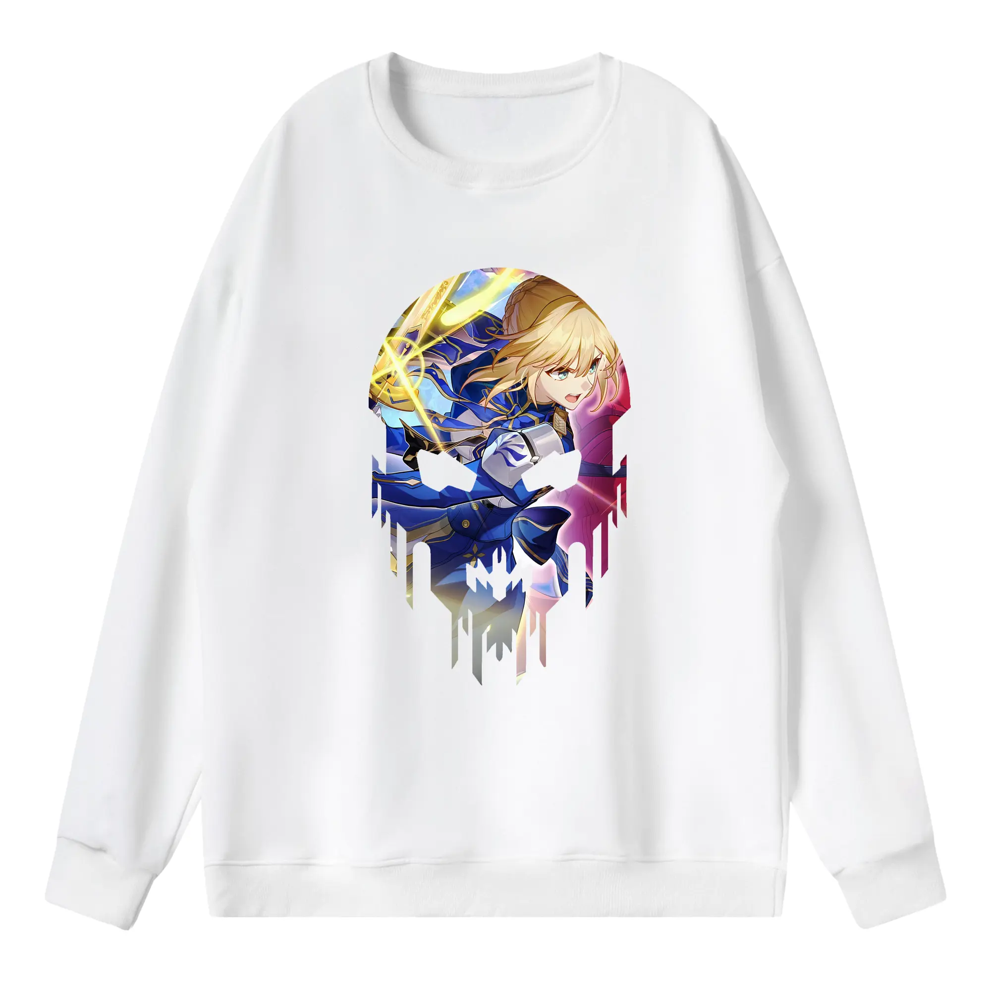 FGO グッズ,アルトリア - 薄手 クルーネック スウェット 裏毛260g · ポリエステル 春秋向け カジュアル 男女兼用 · トレーナー デイリー スポーツ 散歩に最適