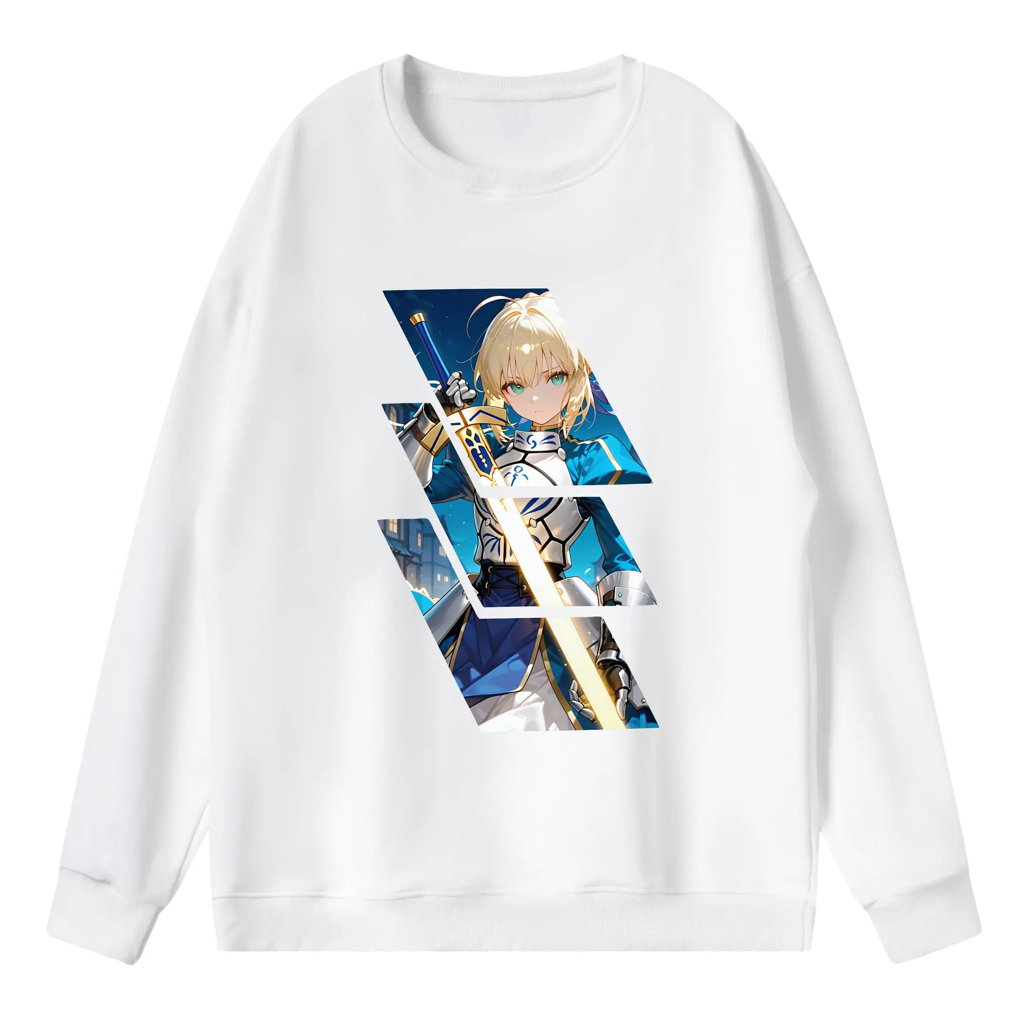 FGO グッズ,アルトリア - 薄手 クルーネック スウェット 裏毛260g · ポリエステル 春秋向け カジュアル 男女兼用 · トレーナー デイリー スポーツ 散歩に最適