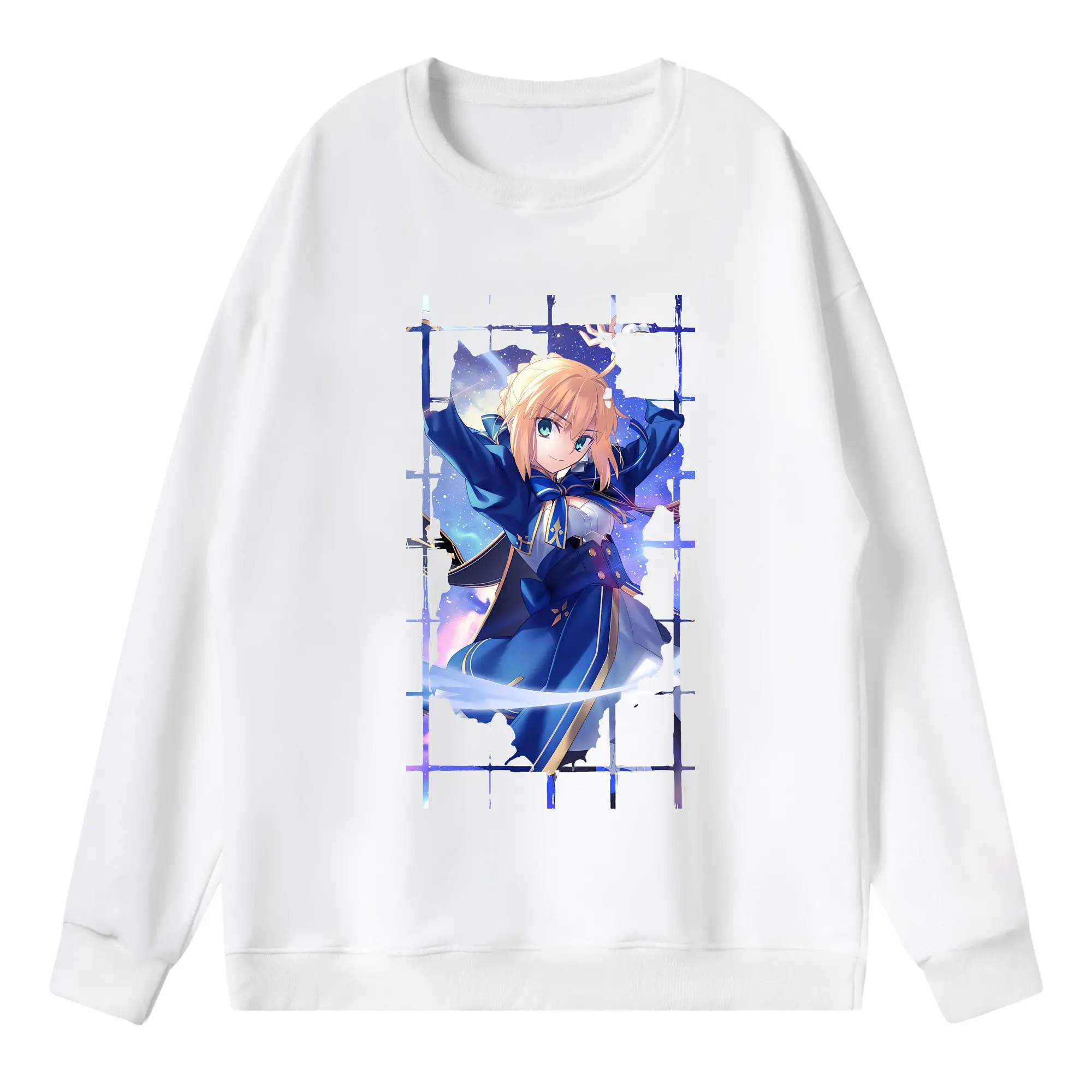 FGO グッズ,アルトリア - 薄手 クルーネック スウェット 裏毛260g · ポリエステル 春秋向け カジュアル 男女兼用 · トレーナー デイリー スポーツ 散歩に最適