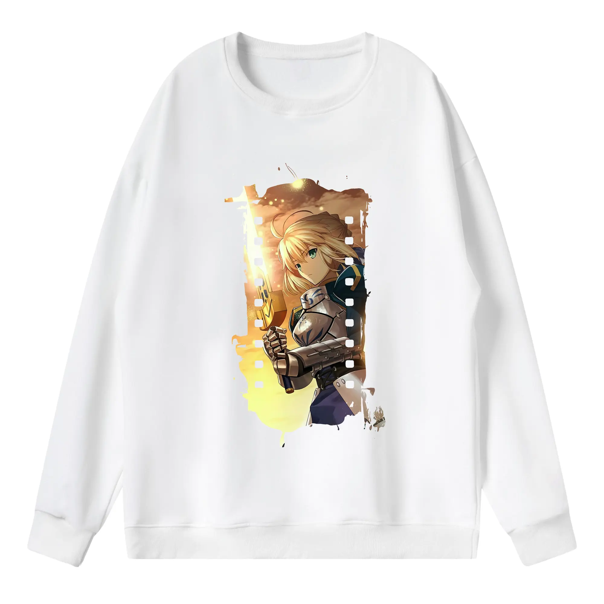 FGO グッズ,アルトリア - 薄手 クルーネック スウェット 裏毛260g · ポリエステル 春秋向け カジュアル 男女兼用 · トレーナー デイリー スポーツ 散歩に最適