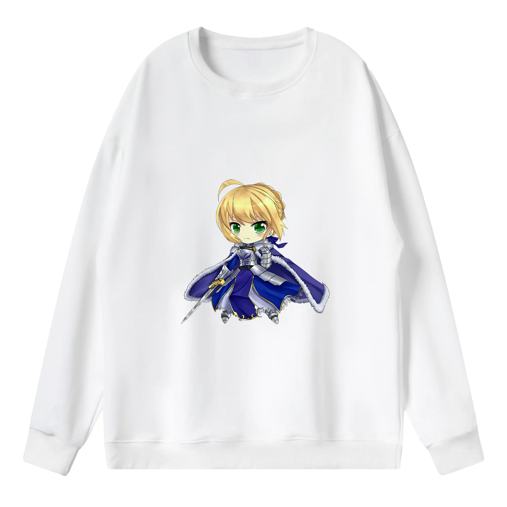 FGO グッズ,アルトリア - 薄手 クルーネック スウェット 裏毛260g · ポリエステル 春秋向け カジュアル 男女兼用 · トレーナー デイリー スポーツ 散歩に最適