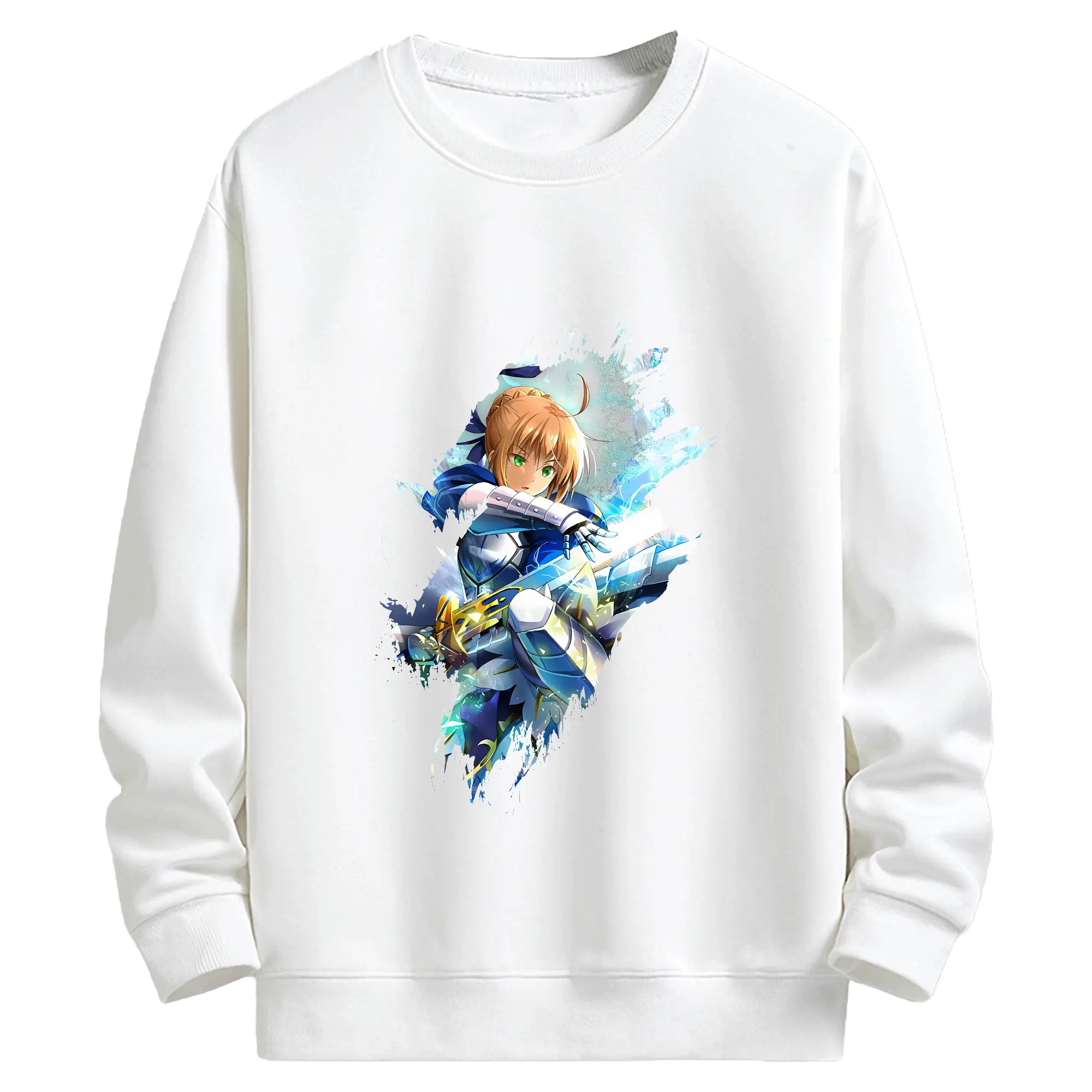 FGO グッズ,アルトリア - キッズ クルーネックスウェットシャツ ・ フロントプリント ・ 綿80％ ポリエステル20％ ・ 快適 通学 スポーツ 日常使い お散歩用