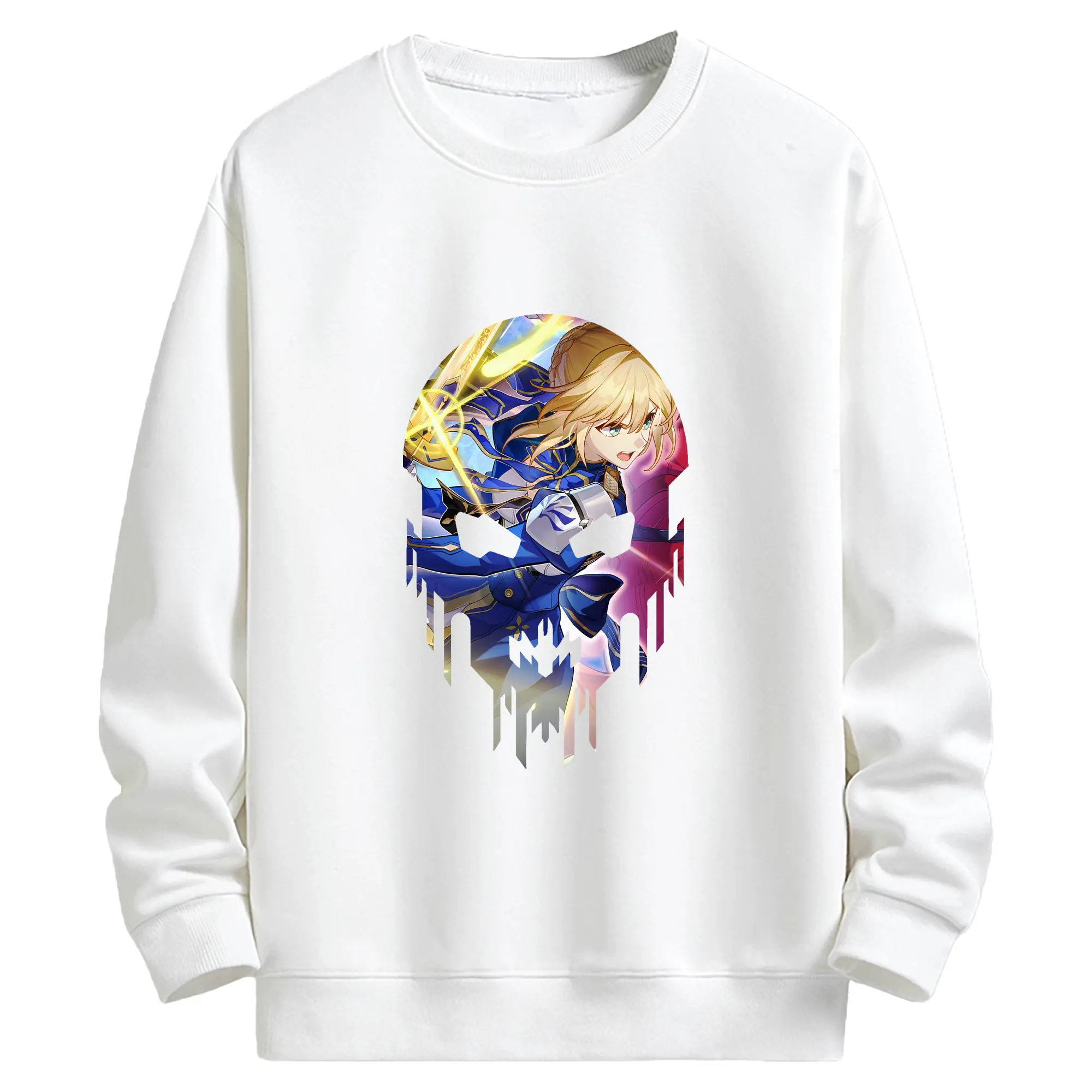 FGO グッズ,アルトリア - キッズ クルーネックスウェットシャツ ・ フロントプリント ・ 綿80％ ポリエステル20％ ・ 快適 通学 スポーツ 日常使い お散歩用