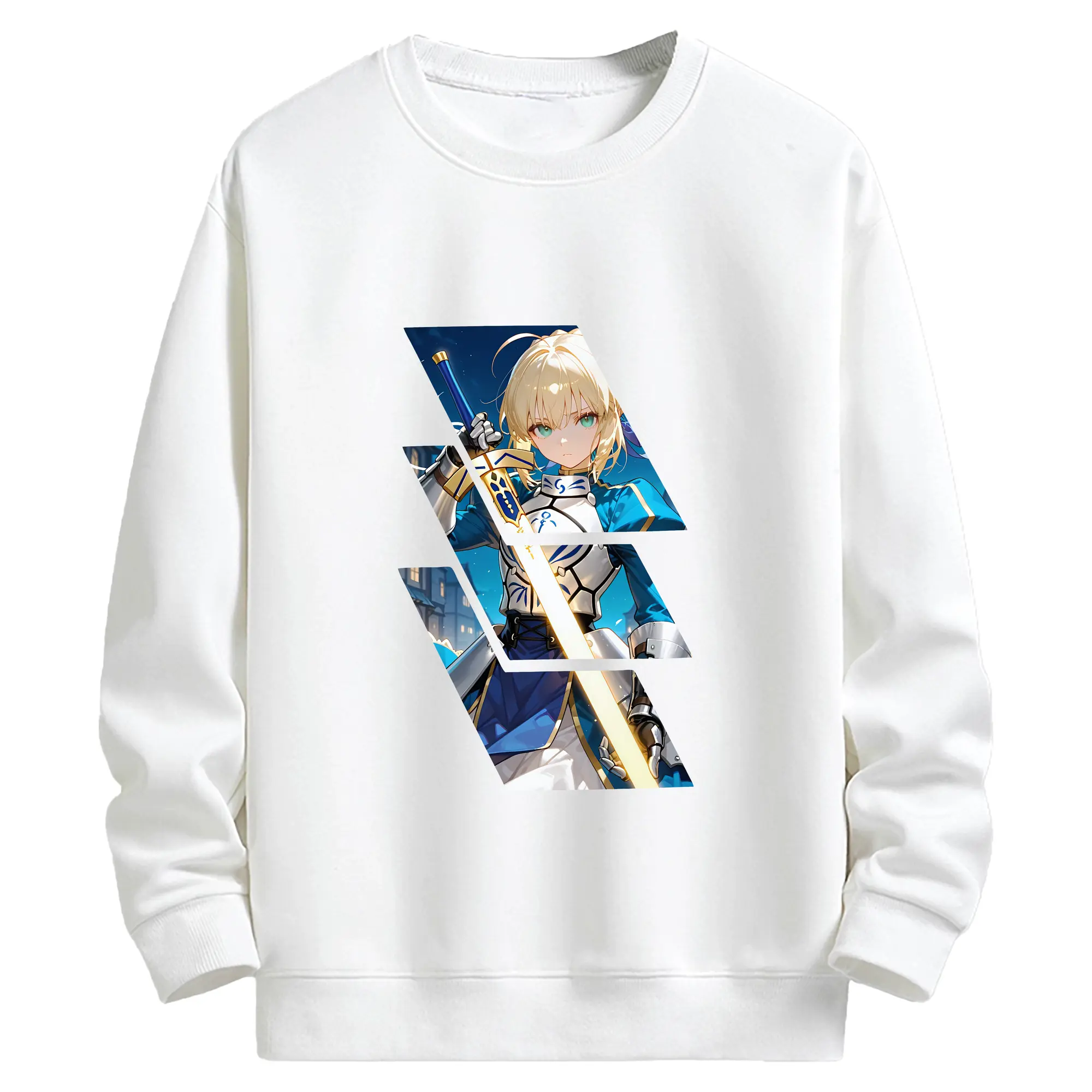 FGO グッズ,アルトリア - キッズ クルーネックスウェットシャツ ・ フロントプリント ・ 綿80％ ポリエステル20％ ・ 快適 通学 スポーツ 日常使い お散歩用