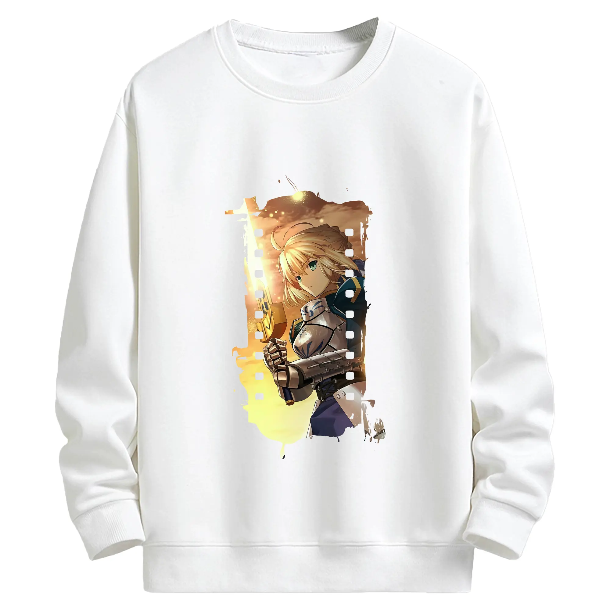 FGO グッズ,アルトリア - キッズ クルーネックスウェットシャツ ・ フロントプリント ・ 綿80％ ポリエステル20％ ・ 快適 通学 スポーツ 日常使い お散歩用