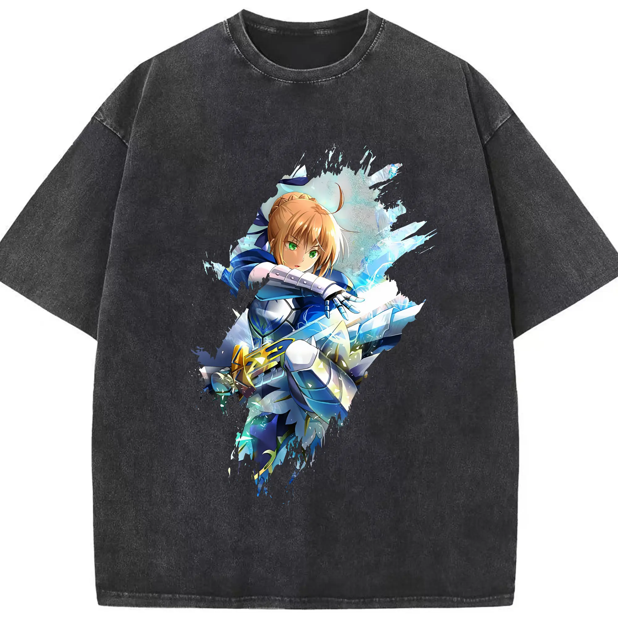 FGO グッズ,アルトリア - 綿100％ ヴィンテージ風 半袖Tシャツ ・ フロントプリント ・ 柔らか肌触り ・ 通気性 快適 ・ スポーツ カジュアル 外出用