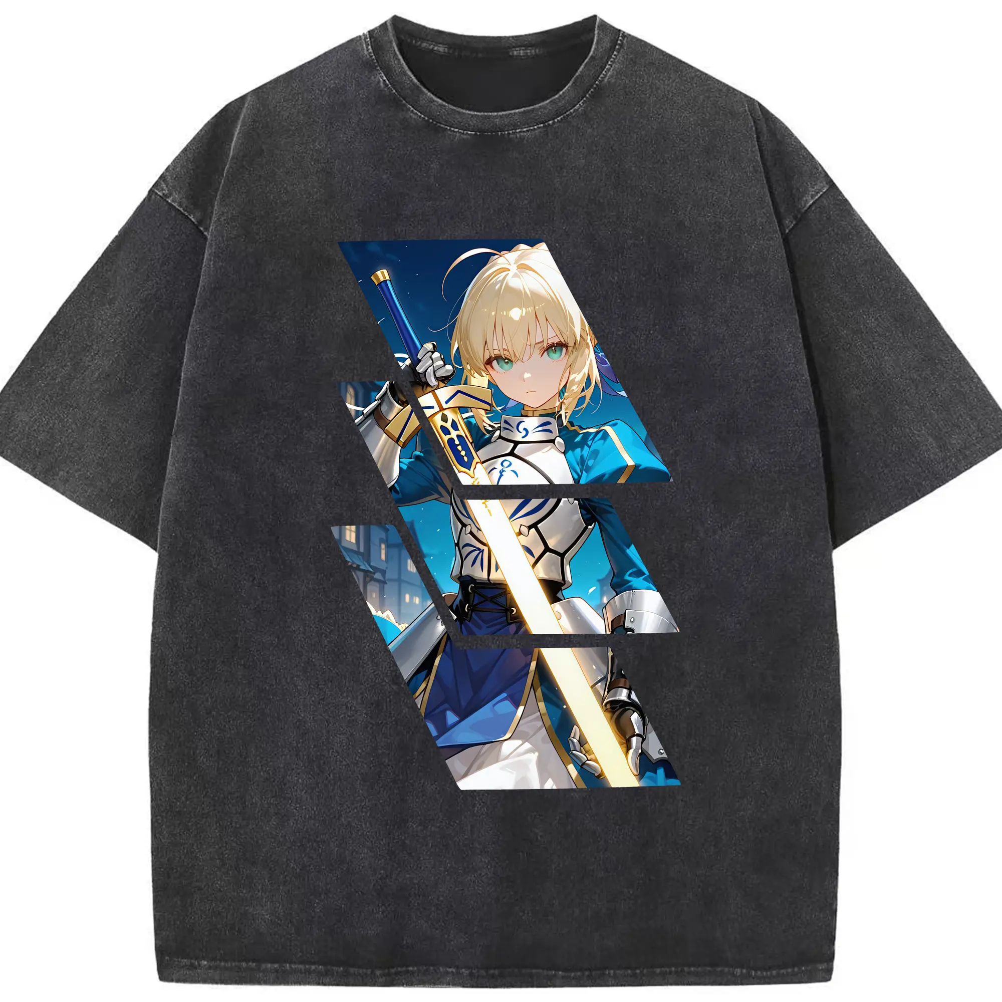 FGO グッズ,アルトリア - 綿100％ ヴィンテージ風 半袖Tシャツ ・ フロントプリント ・ 柔らか肌触り ・ 通気性 快適 ・ スポーツ カジュアル 外出用