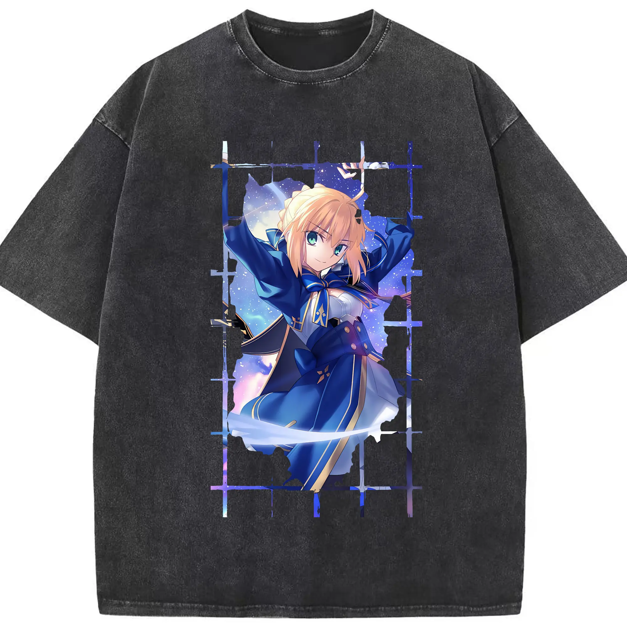 FGO グッズ,アルトリア - 綿100％ ヴィンテージ風 半袖Tシャツ ・ フロントプリント ・ 柔らか肌触り ・ 通気性 快適 ・ スポーツ カジュアル 外出用
