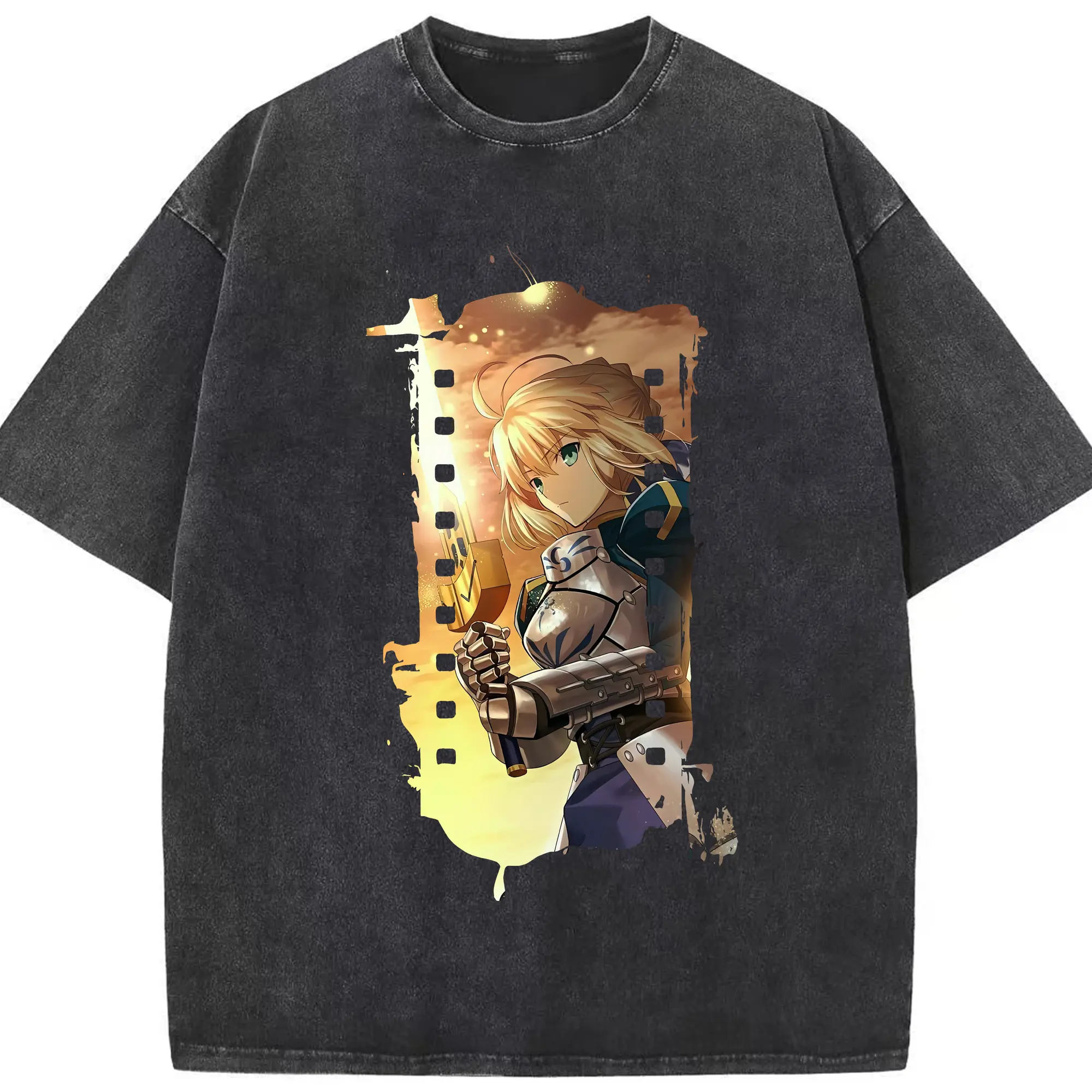FGO グッズ,アルトリア - 綿100％ ヴィンテージ風 半袖Tシャツ ・ フロントプリント ・ 柔らか肌触り ・ 通気性 快適 ・ スポーツ カジュアル 外出用