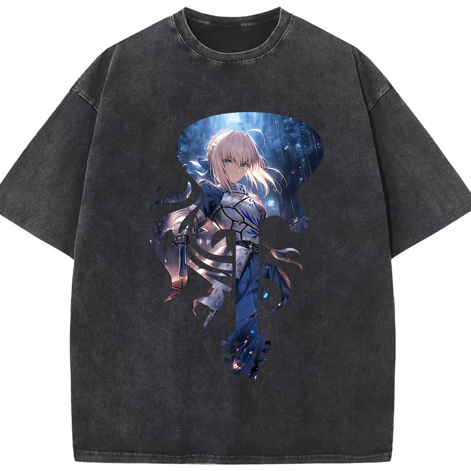 FGO グッズ,アルトリア - 綿100％ ヴィンテージ風 半袖Tシャツ ・ フロントプリント ・ 柔らか肌触り ・ 通気性 快適 ・ スポーツ カジュアル 外出用