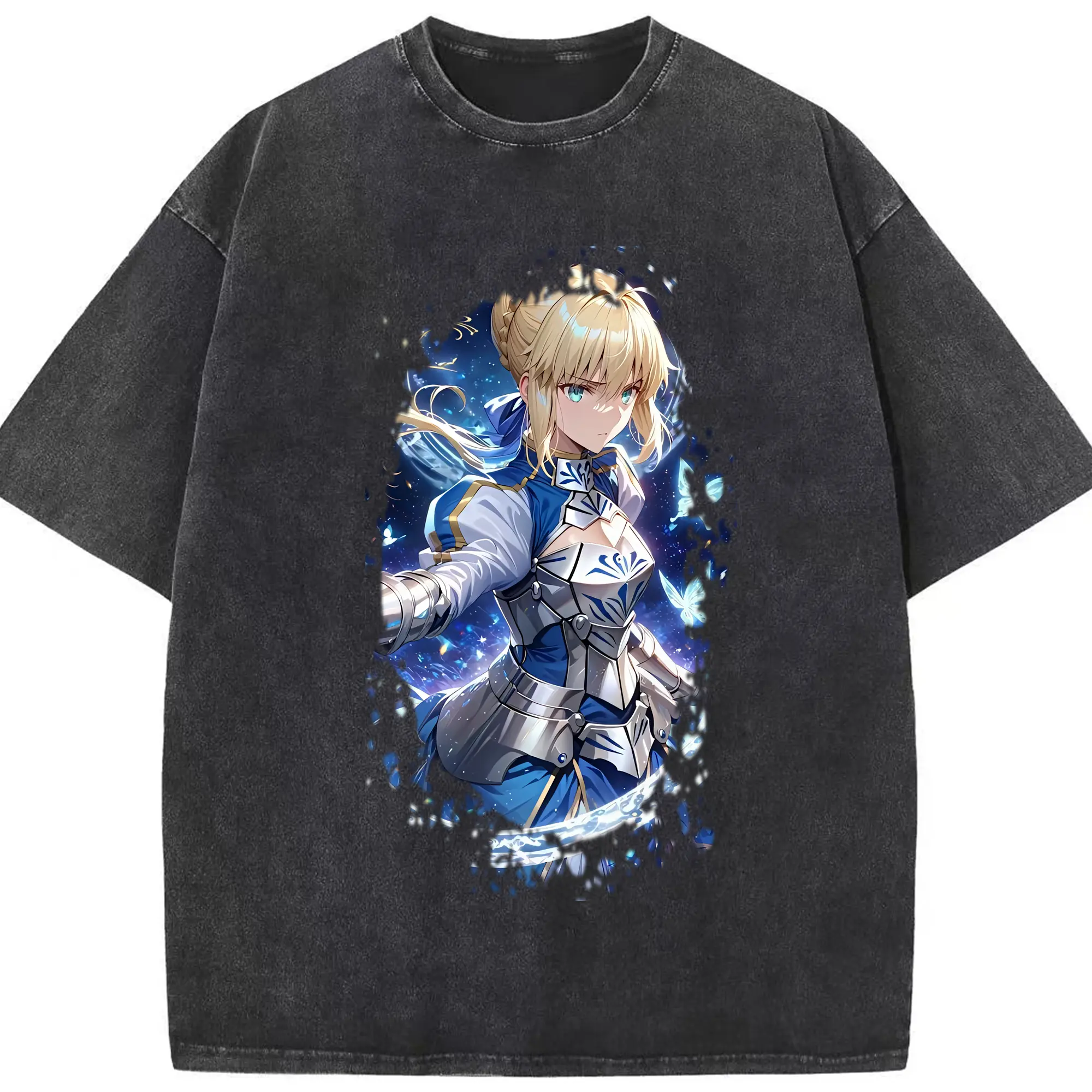 FGO グッズ,アルトリア - 綿100％ ヴィンテージ風 半袖Tシャツ ・ フロントプリント ・ 柔らか肌触り ・ 通気性 快適 ・ スポーツ カジュアル 外出用