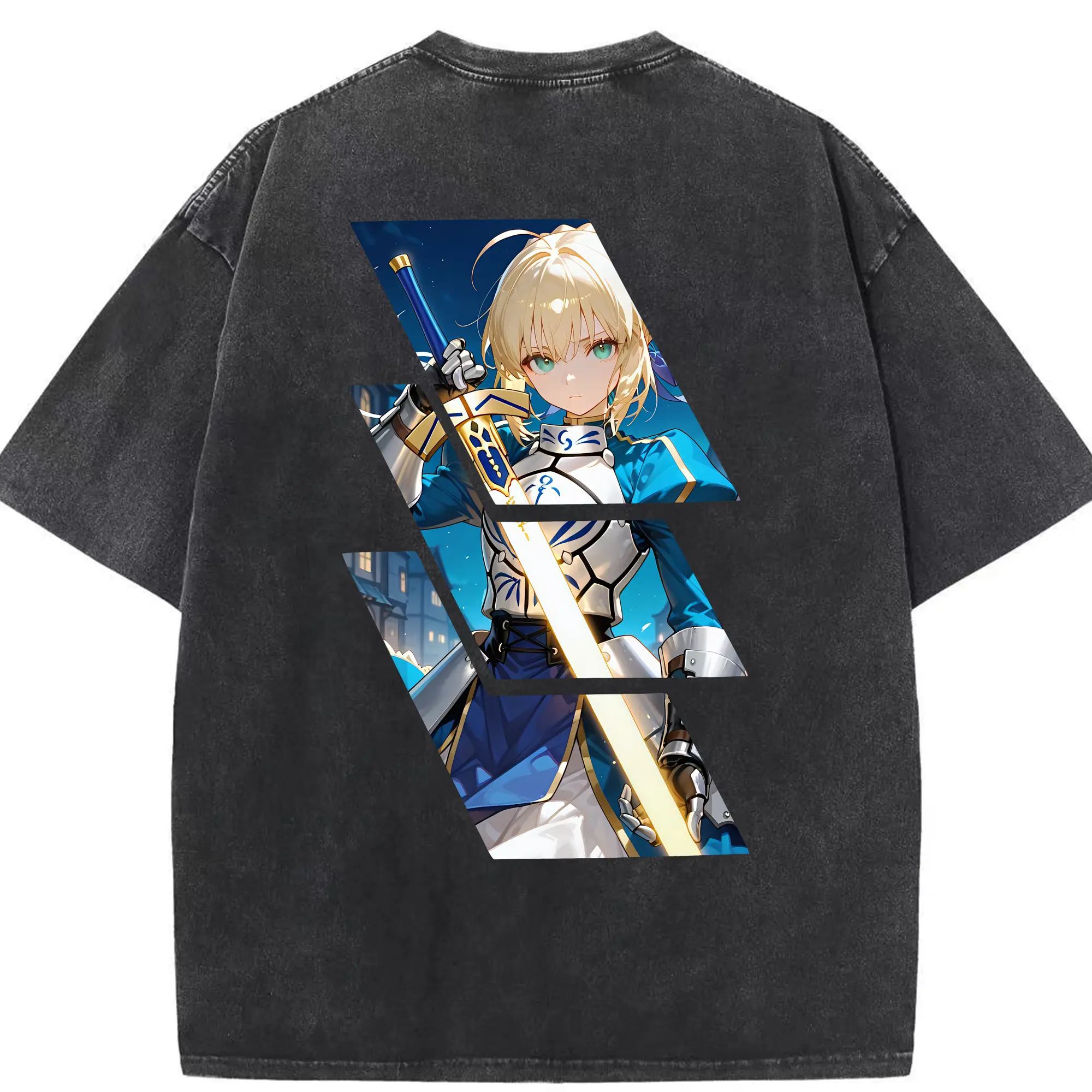 FGO グッズ,アルトリア - 綿100％ ヴィンテージ風 半袖Tシャツ ・ 背面プリント ・ 柔らか肌触り ・ 通気性 快適 ・ スポーツ カジュアル 外出用