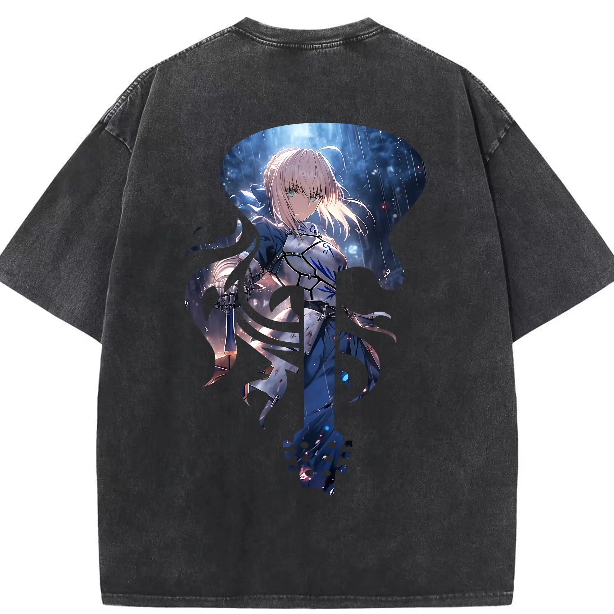 FGO グッズ,アルトリア - 綿100％ ヴィンテージ風 半袖Tシャツ ・ 背面プリント ・ 柔らか肌触り ・ 通気性 快適 ・ スポーツ カジュアル 外出用