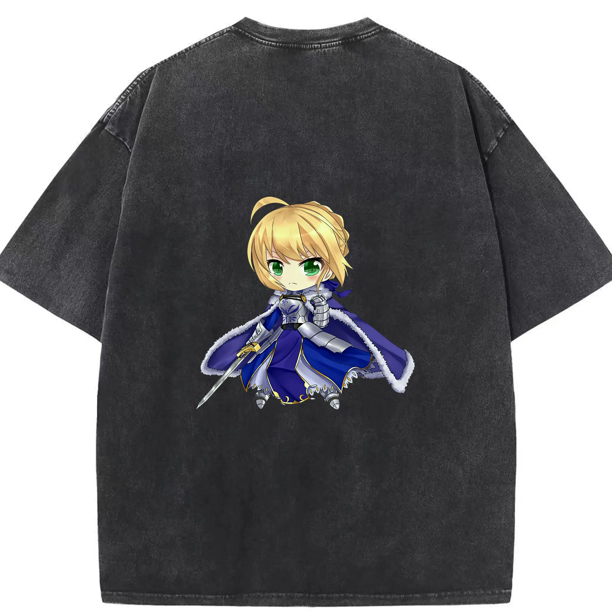 FGO グッズ,アルトリア - 綿100％ ヴィンテージ風 半袖Tシャツ ・ 背面プリント ・ 柔らか肌触り ・ 通気性 快適 ・ スポーツ カジュアル 外出用