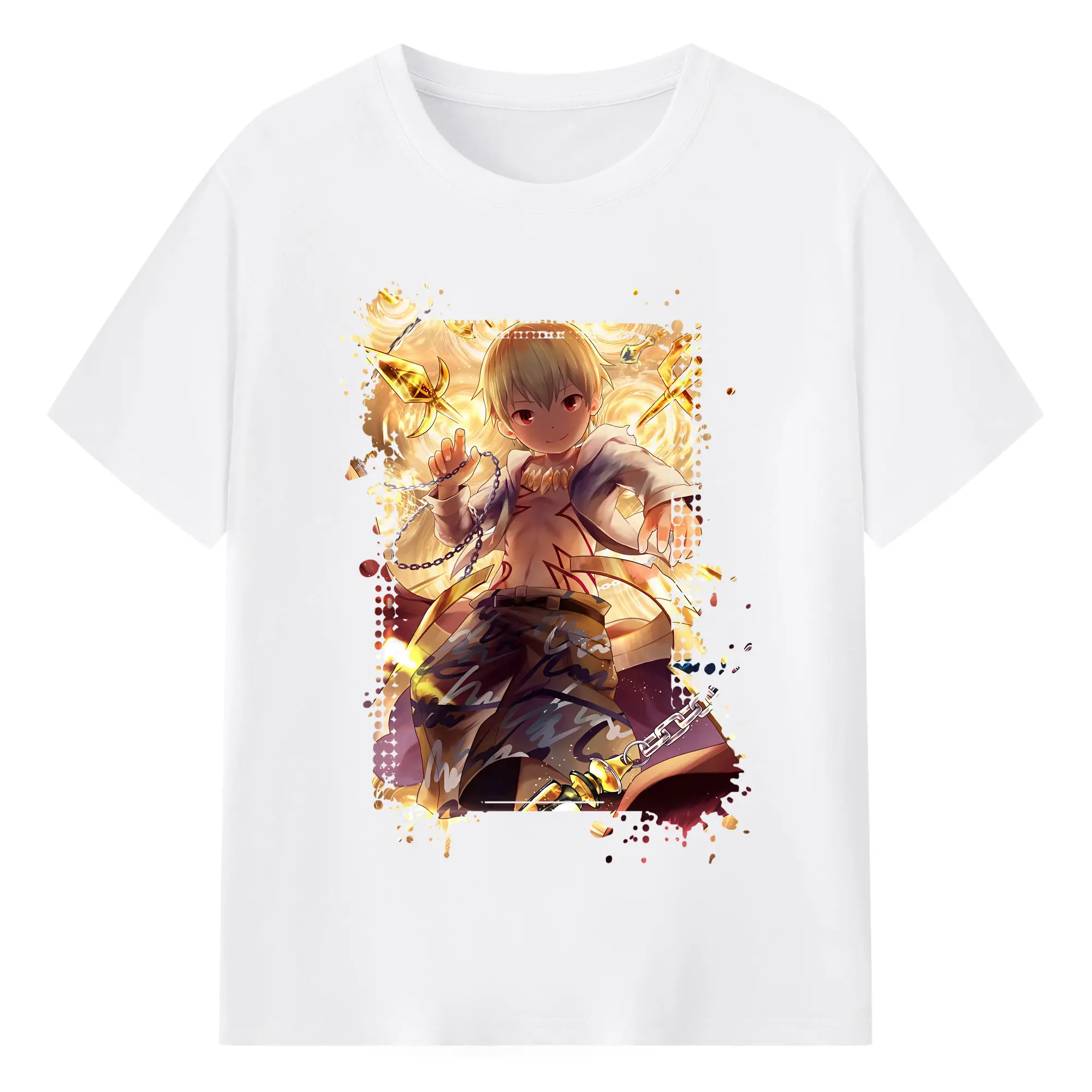 FGO グッズ,ギルガメッシュ - 綿100％ 半袖Tシャツ ・ フロントプリント ・ 快適 通気性 ・ 日常使い 散歩 スポーツ用