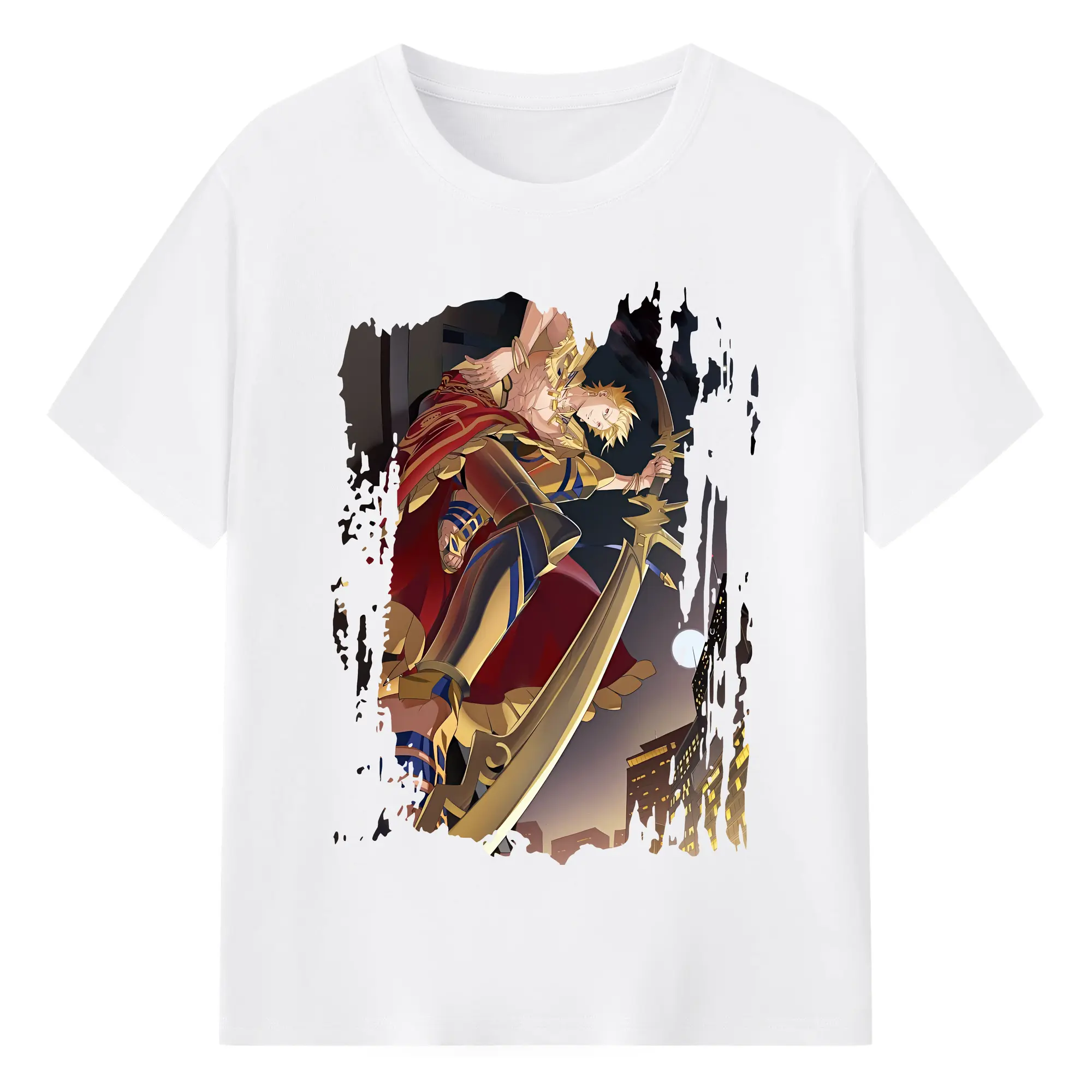 FGO グッズ,ギルガメッシュ - 綿100％ 半袖Tシャツ ・ フロントプリント ・ 快適 通気性 ・ 日常使い 散歩 スポーツ用