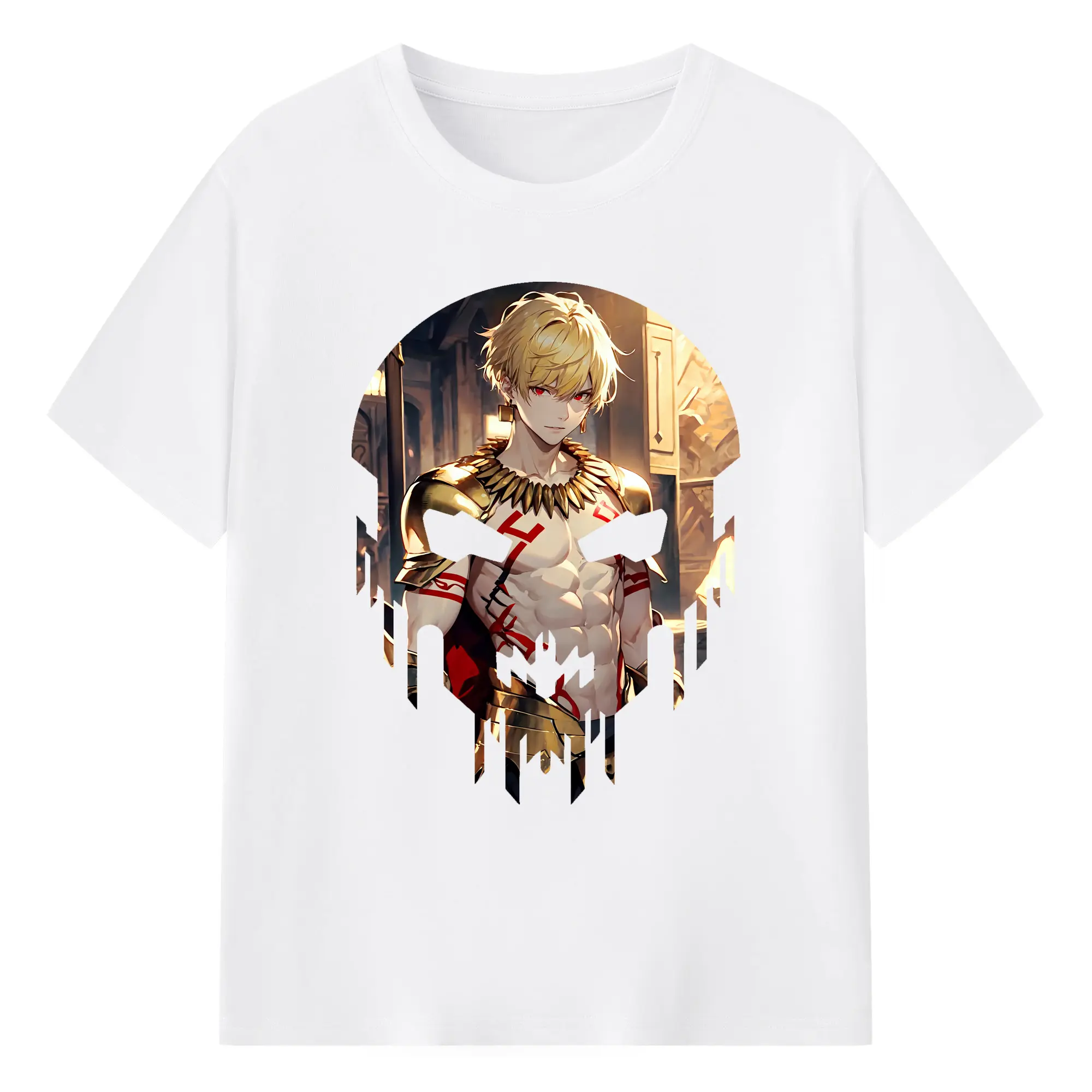 FGO グッズ,ギルガメッシュ - 綿100％ 半袖Tシャツ ・ フロントプリント ・ 快適 通気性 ・ 日常使い 散歩 スポーツ用