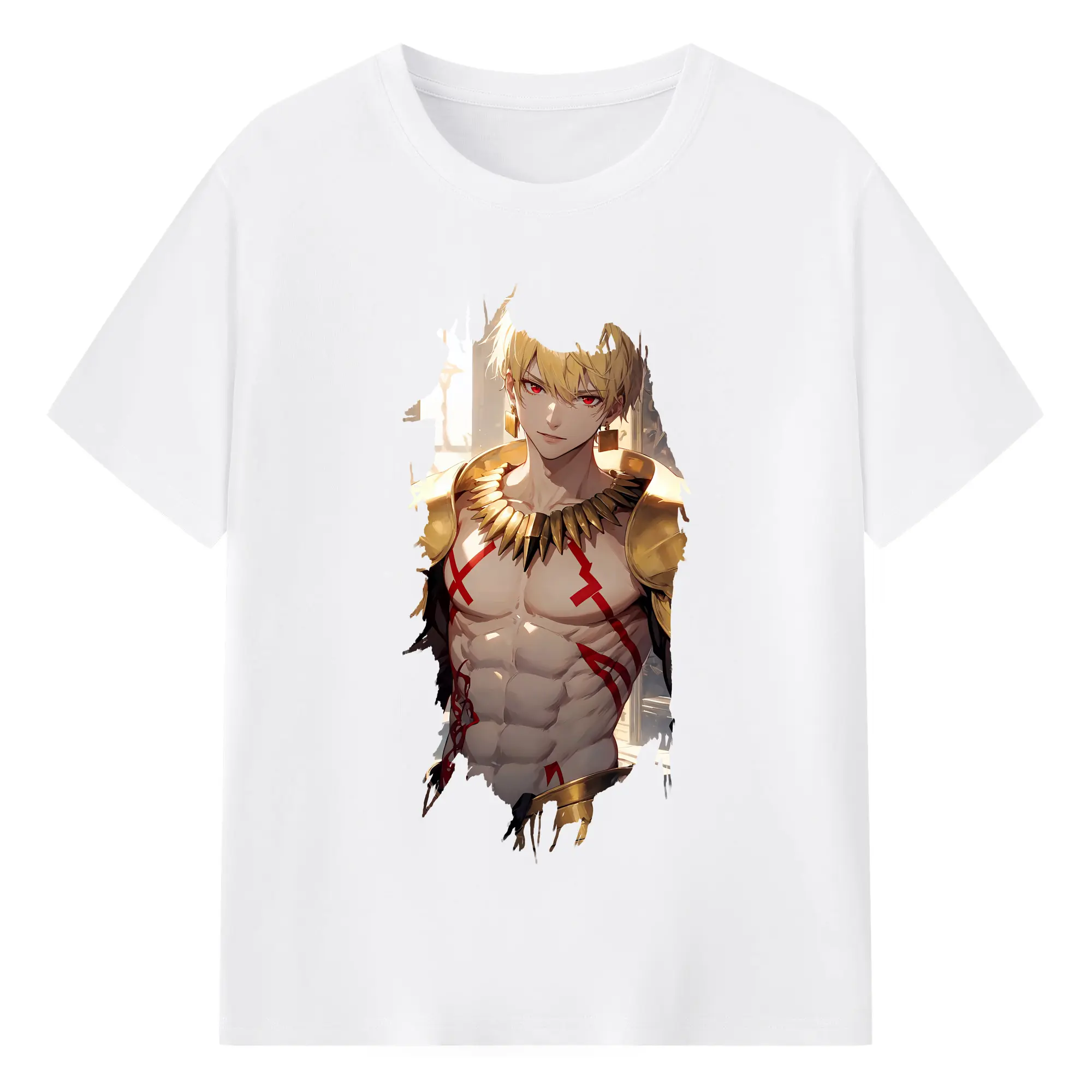 FGO グッズ,ギルガメッシュ - 綿100％ 半袖Tシャツ ・ フロントプリント ・ 快適 通気性 ・ 日常使い 散歩 スポーツ用