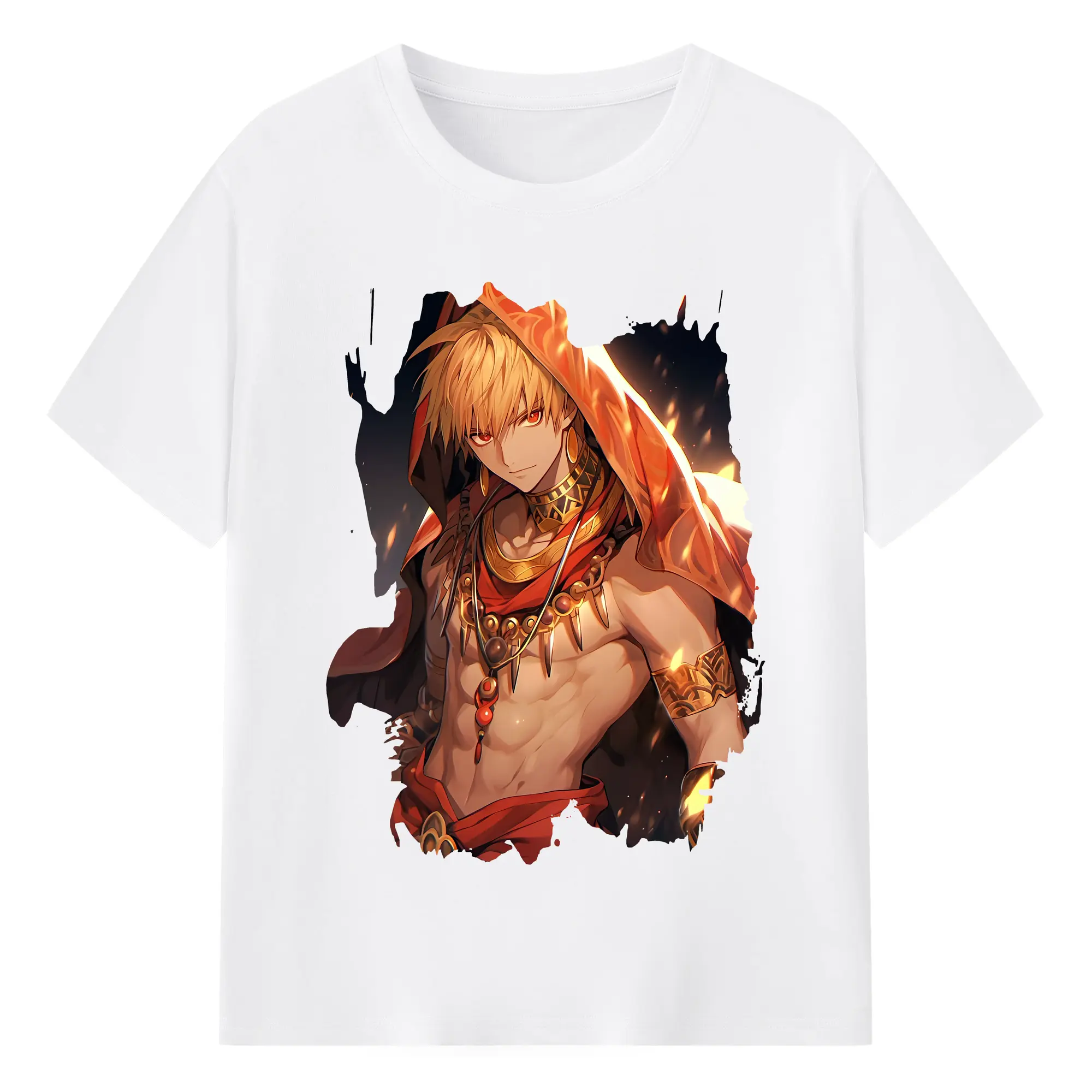 FGO グッズ,ギルガメッシュ - 綿100％ 半袖Tシャツ ・ フロントプリント ・ 快適 通気性 ・ 日常使い 散歩 スポーツ用