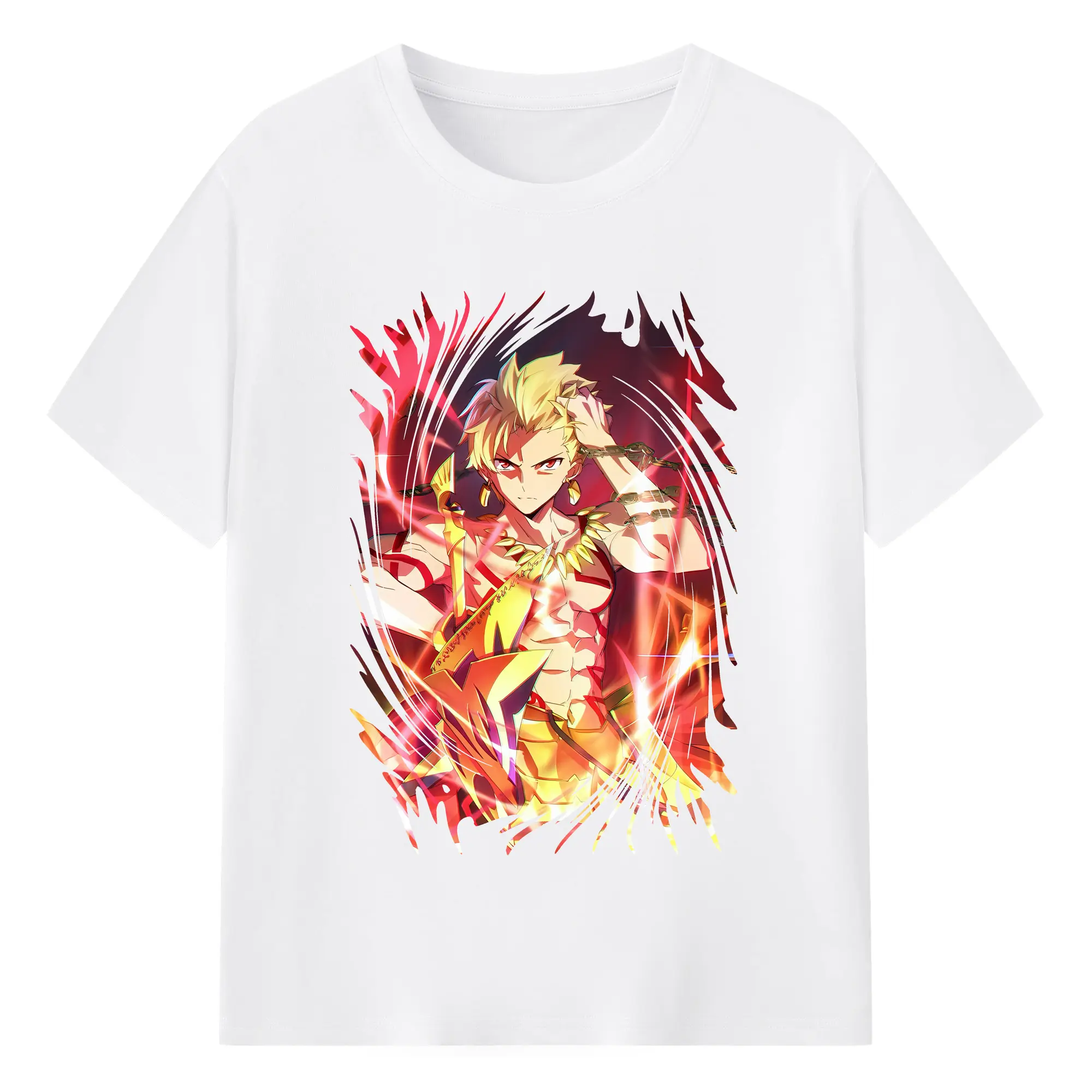 FGO グッズ,ギルガメッシュ - 綿100％ 半袖Tシャツ ・ フロントプリント ・ 快適 通気性 ・ 日常使い 散歩 スポーツ用