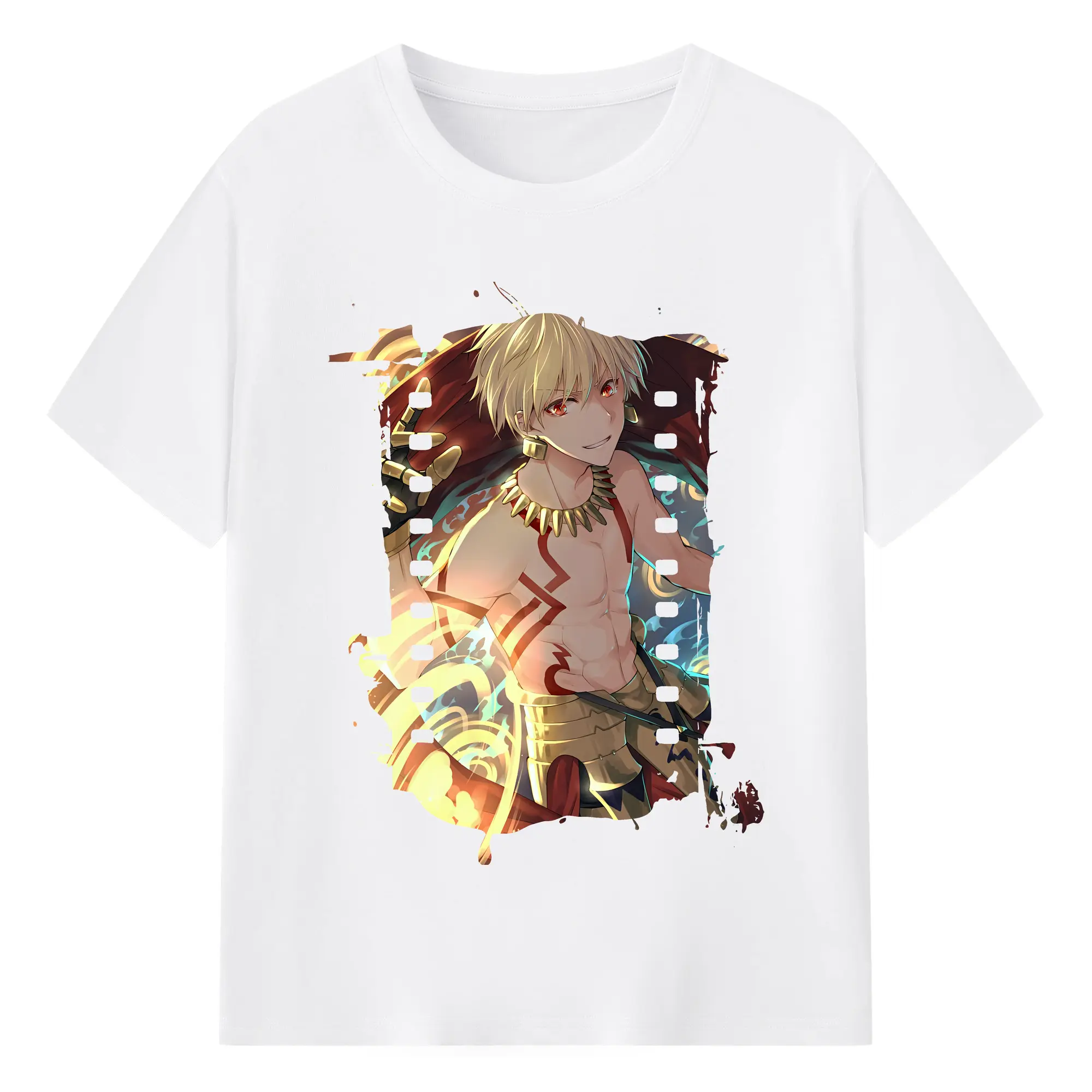 FGO グッズ,ギルガメッシュ - 綿100％ 半袖Tシャツ ・ フロントプリント ・ 快適 通気性 ・ 日常使い 散歩 スポーツ用