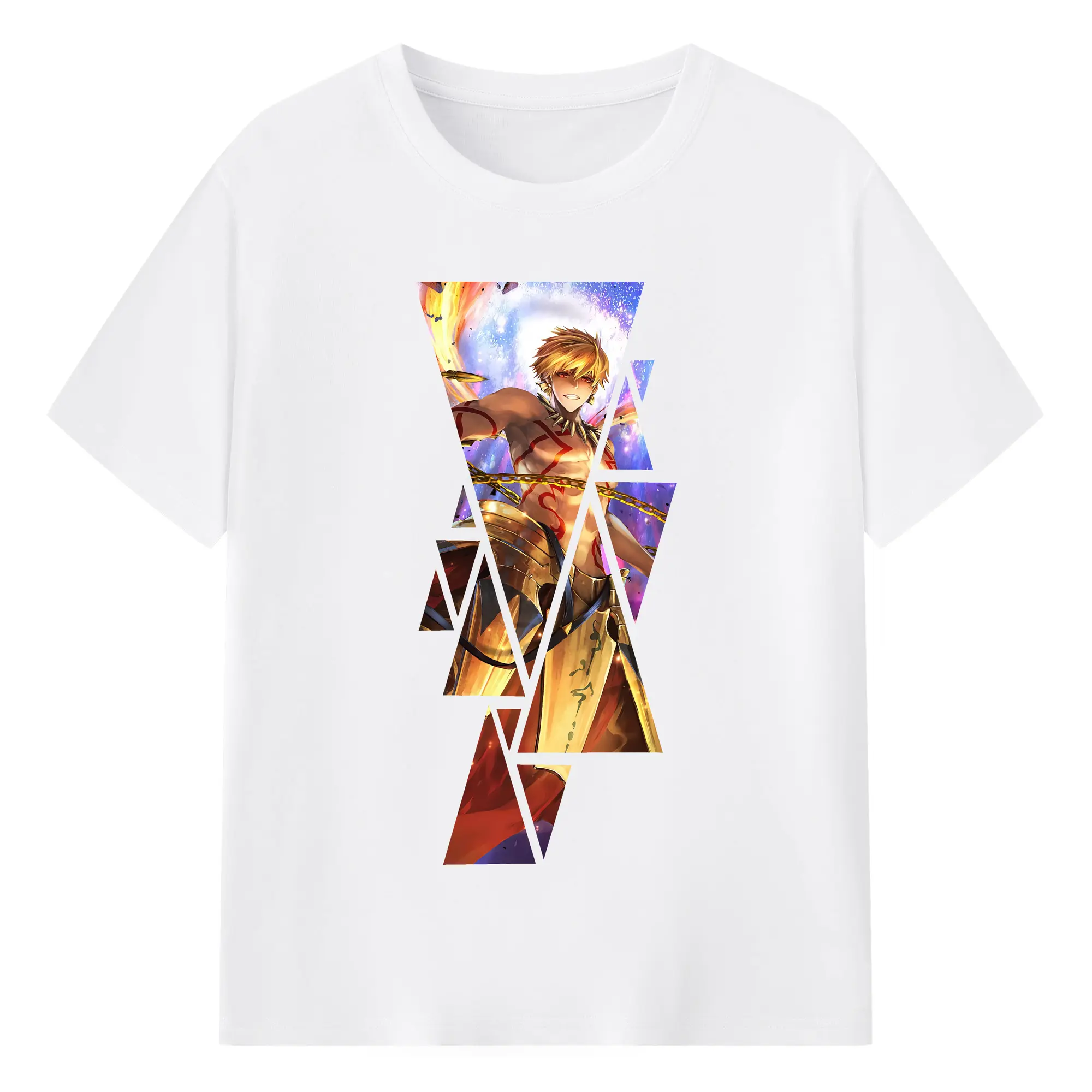 FGO グッズ,ギルガメッシュ - 綿100％ 半袖Tシャツ ・ フロントプリント ・ 快適 通気性 ・ 日常使い 散歩 スポーツ用