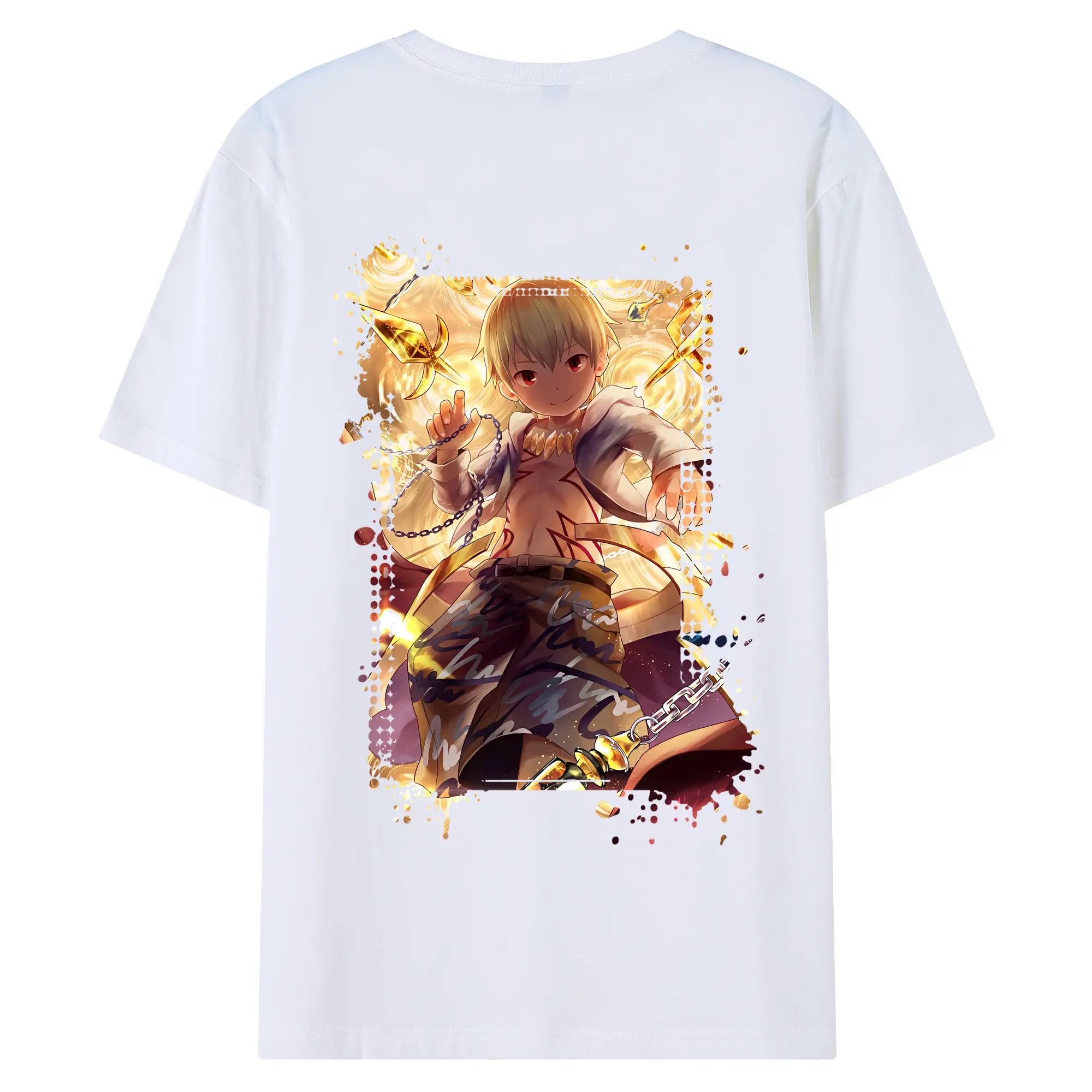 FGO グッズ,ギルガメッシュ - 綿100％ 半袖Tシャツ ・ バックプリント ・ 快適 通気性 ・ 日常使い 散歩 スポーツ用