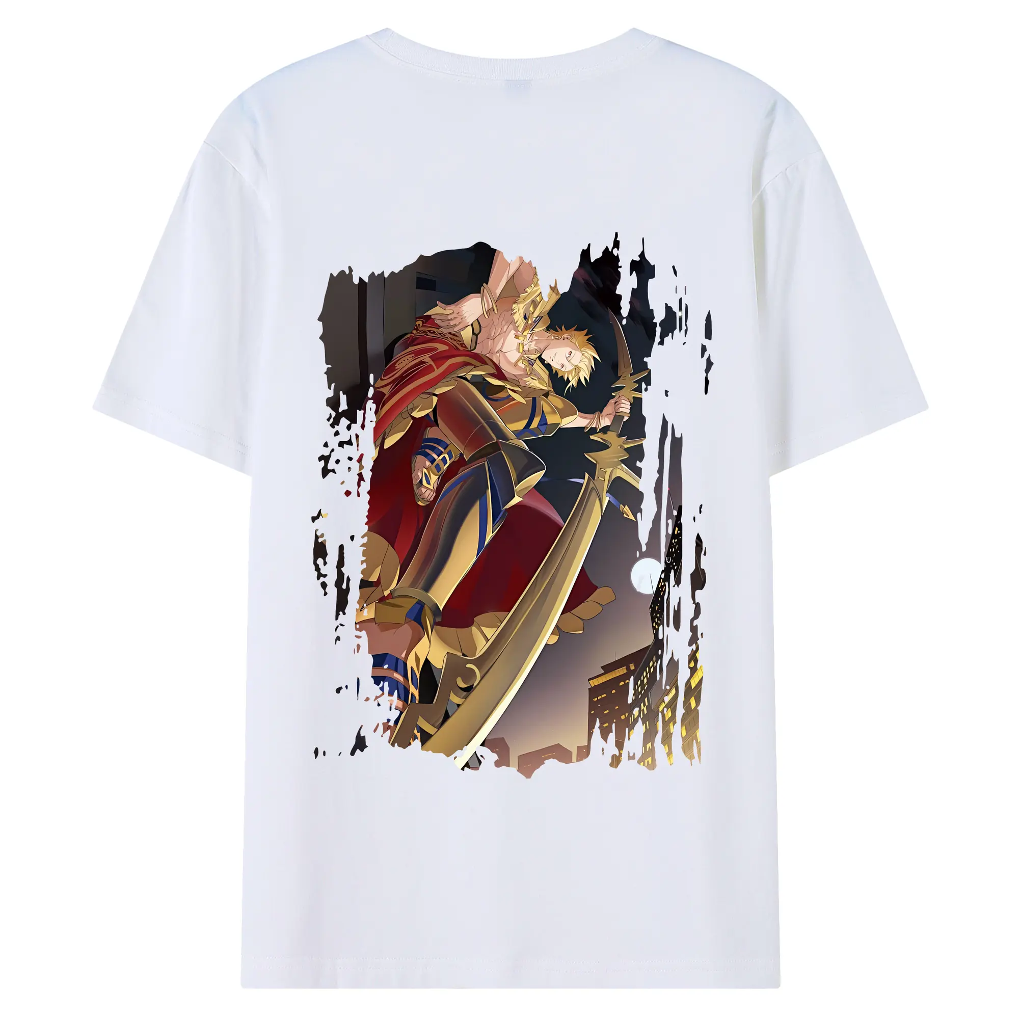 FGO グッズ,ギルガメッシュ - 綿100％ 半袖Tシャツ ・ バックプリント ・ 快適 通気性 ・ 日常使い 散歩 スポーツ用