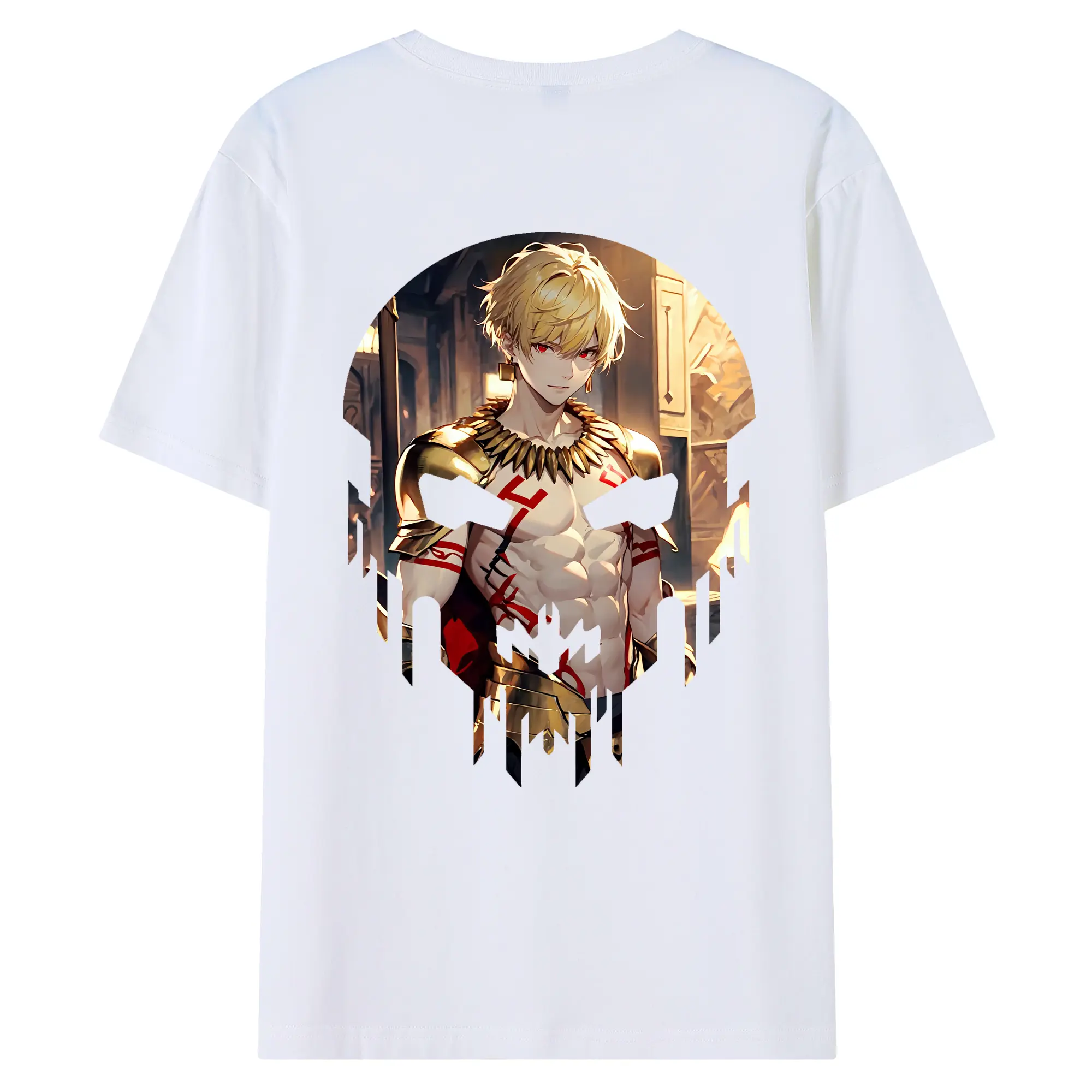 FGO グッズ,ギルガメッシュ - 綿100％ 半袖Tシャツ ・ バックプリント ・ 快適 通気性 ・ 日常使い 散歩 スポーツ用