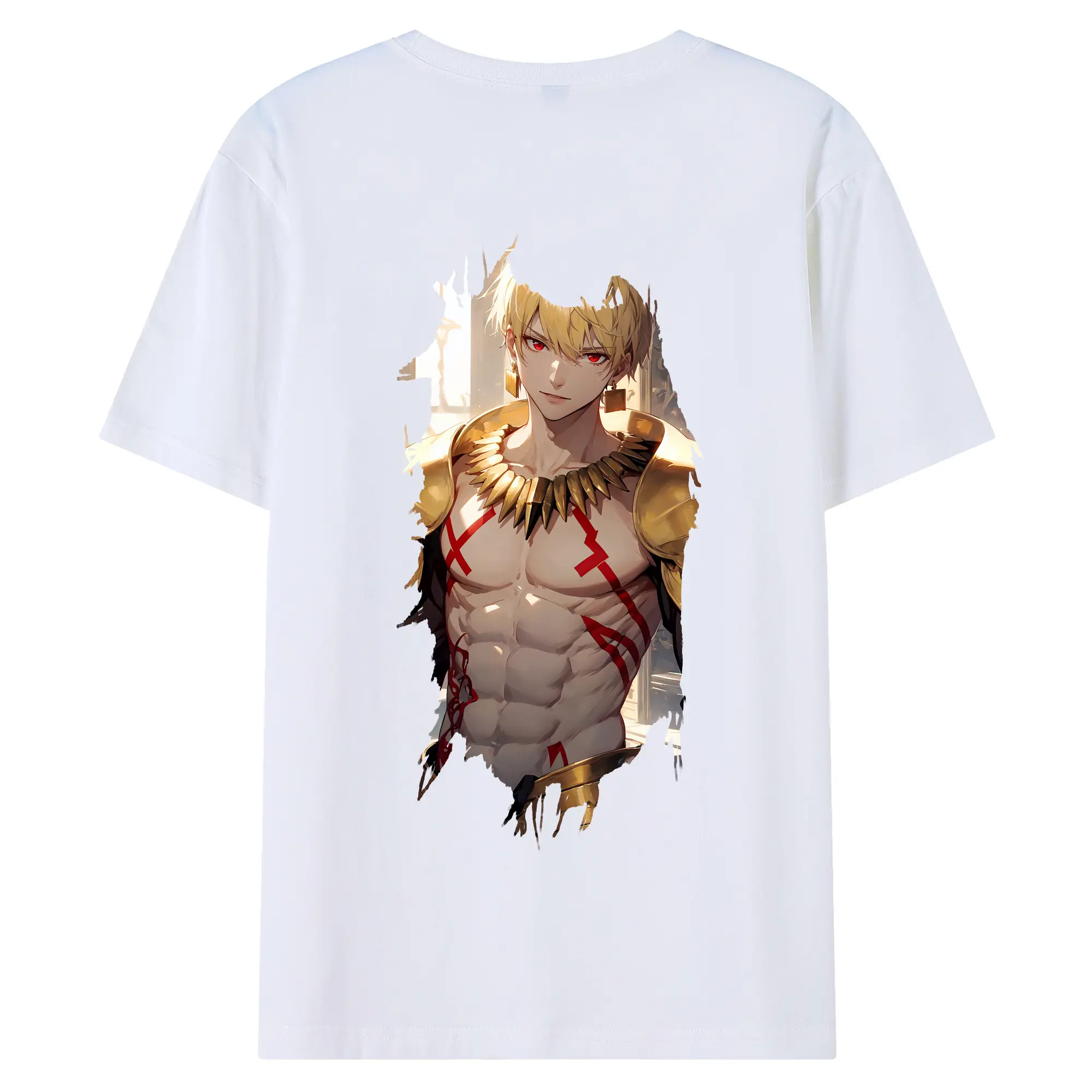 FGO グッズ,ギルガメッシュ - 綿100％ 半袖Tシャツ ・ バックプリント ・ 快適 通気性 ・ 日常使い 散歩 スポーツ用