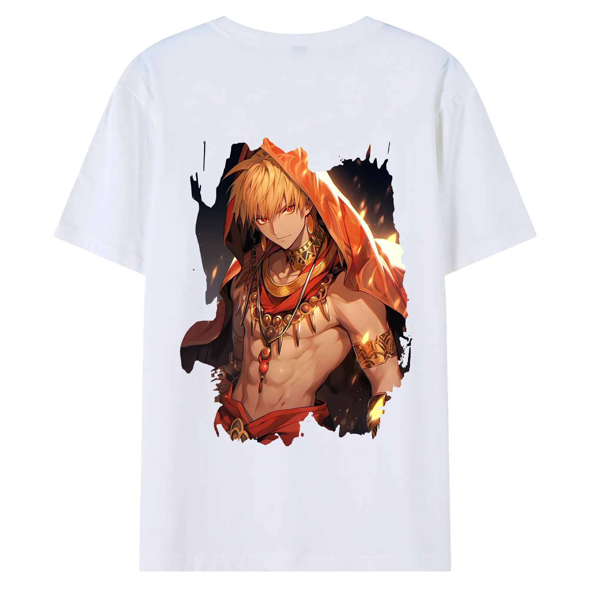 FGO グッズ,ギルガメッシュ - 綿100％ 半袖Tシャツ ・ バックプリント ・ 快適 通気性 ・ 日常使い 散歩 スポーツ用