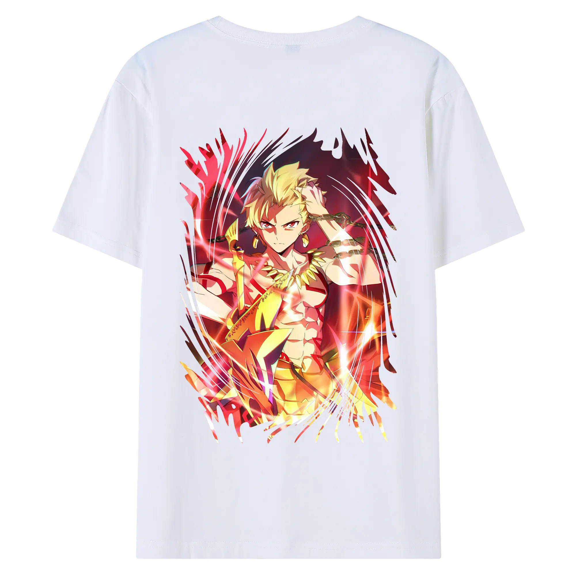 FGO グッズ,ギルガメッシュ - 綿100％ 半袖Tシャツ ・ バックプリント ・ 快適 通気性 ・ 日常使い 散歩 スポーツ用