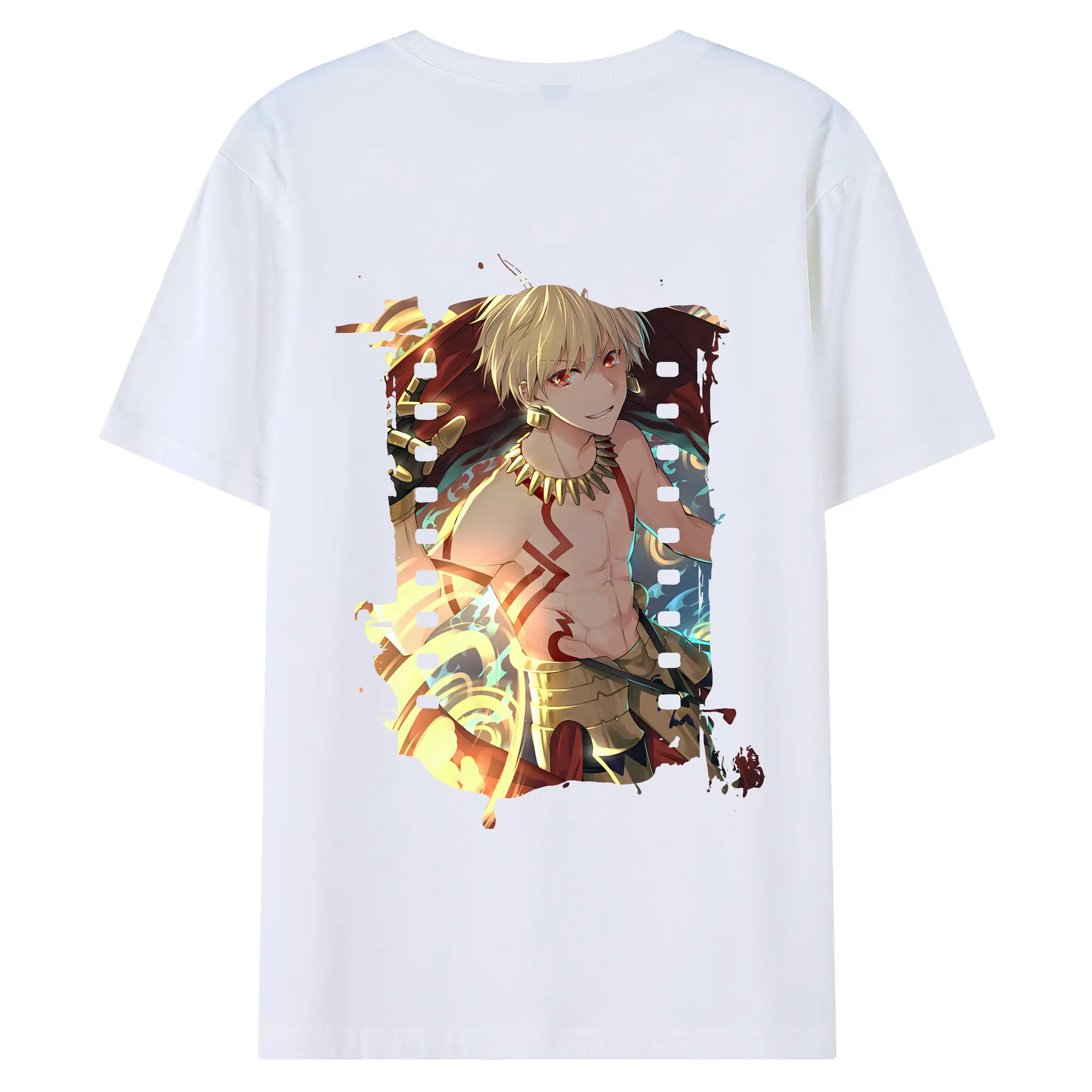 FGO グッズ,ギルガメッシュ - 綿100％ 半袖Tシャツ ・ バックプリント ・ 快適 通気性 ・ 日常使い 散歩 スポーツ用