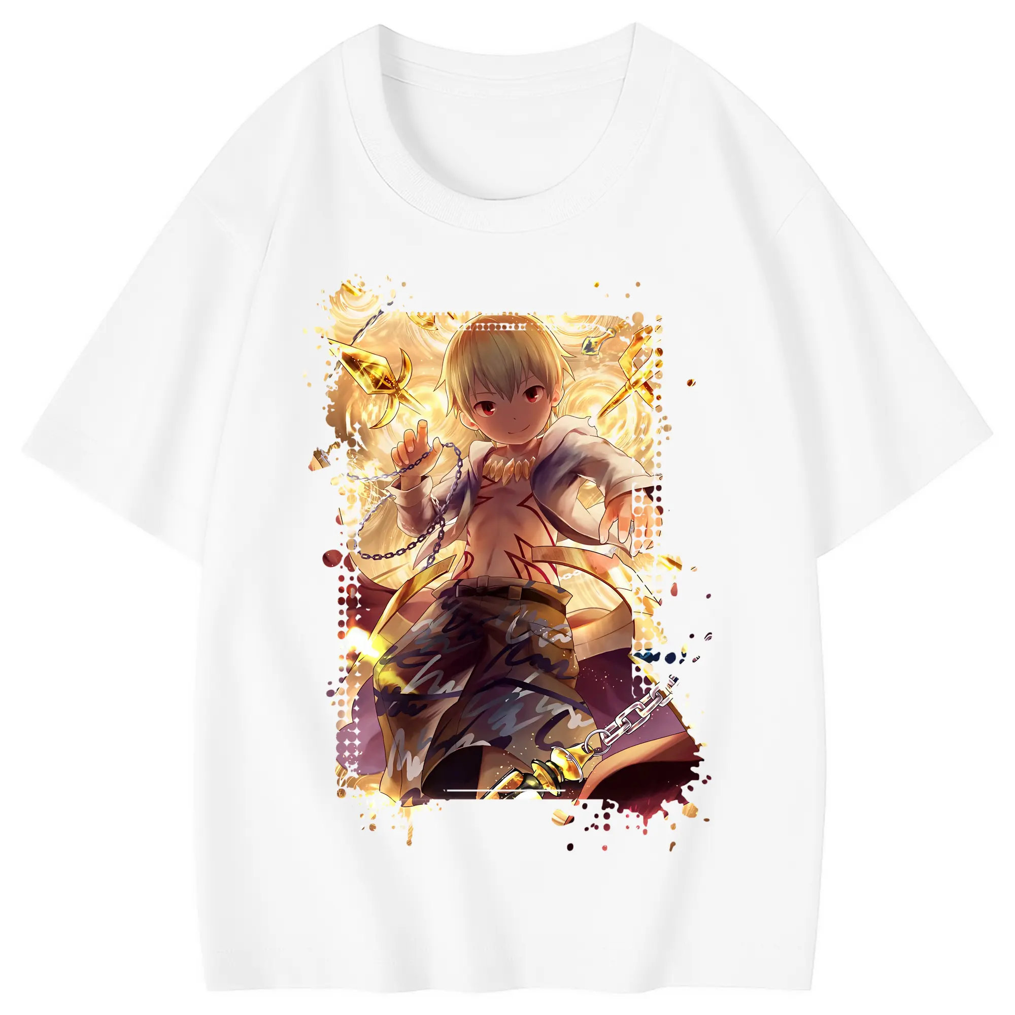 FGO グッズ,ギルガメッシュ - 綿100％ キッズTシャツ ・ フロントプリント ・ 快適 通気性 ・ スポーツ カジュアル 散歩用
