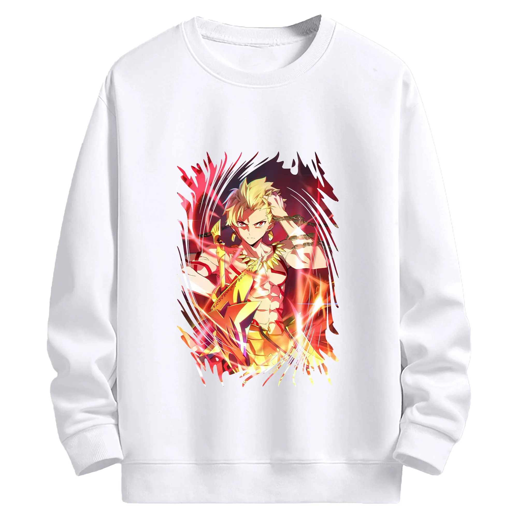 FGO グッズ,ギルガメッシュ - 高品質 クルーネック スウェット ・ コットン59％ ポリエステル41％ ・ ユニセックス 長袖 トレーナー ・ カジュアル デイリー スポーツ 散歩用