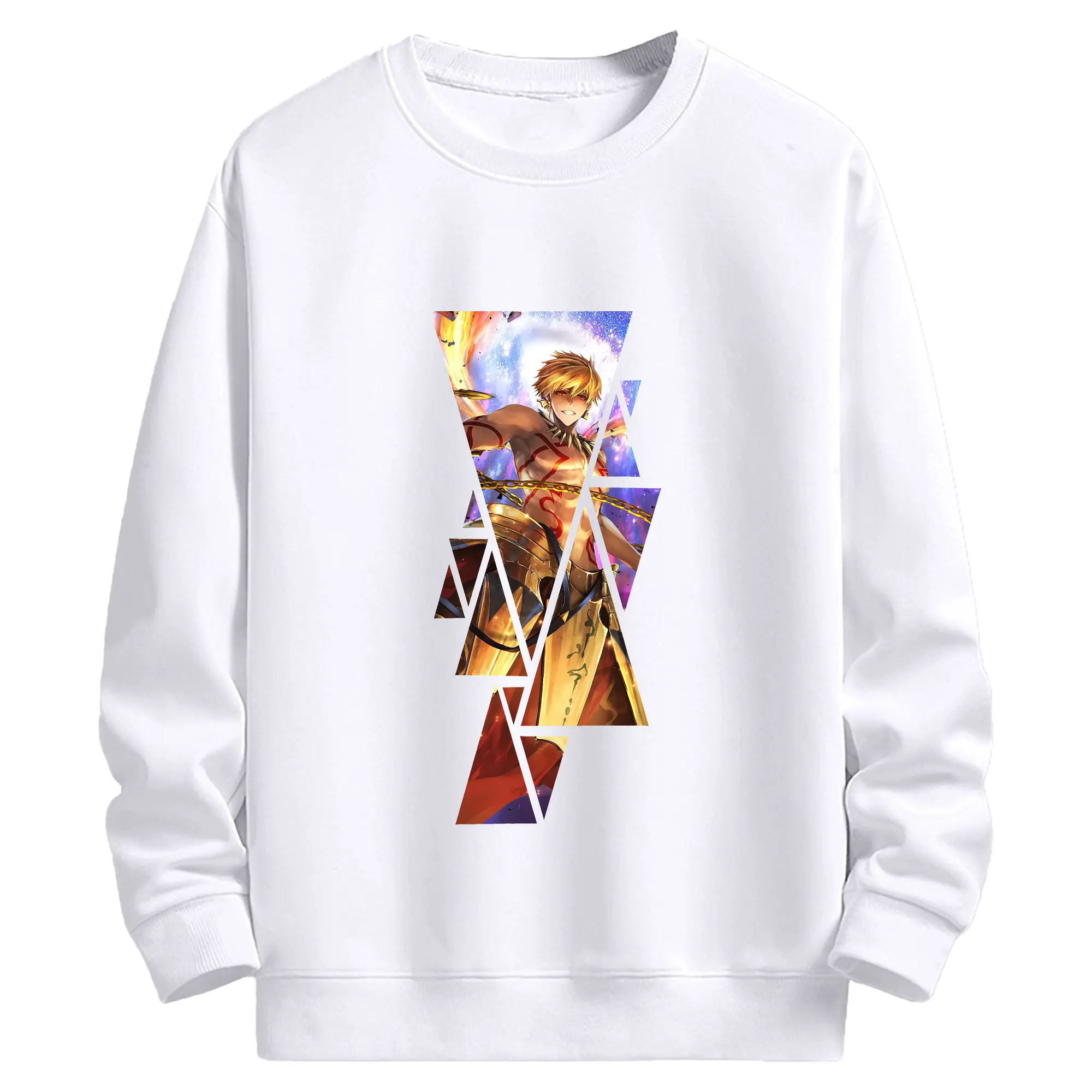 FGO グッズ,ギルガメッシュ - 高品質 クルーネック スウェット ・ コットン59％ ポリエステル41％ ・ ユニセックス 長袖 トレーナー ・ カジュアル デイリー スポーツ 散歩用