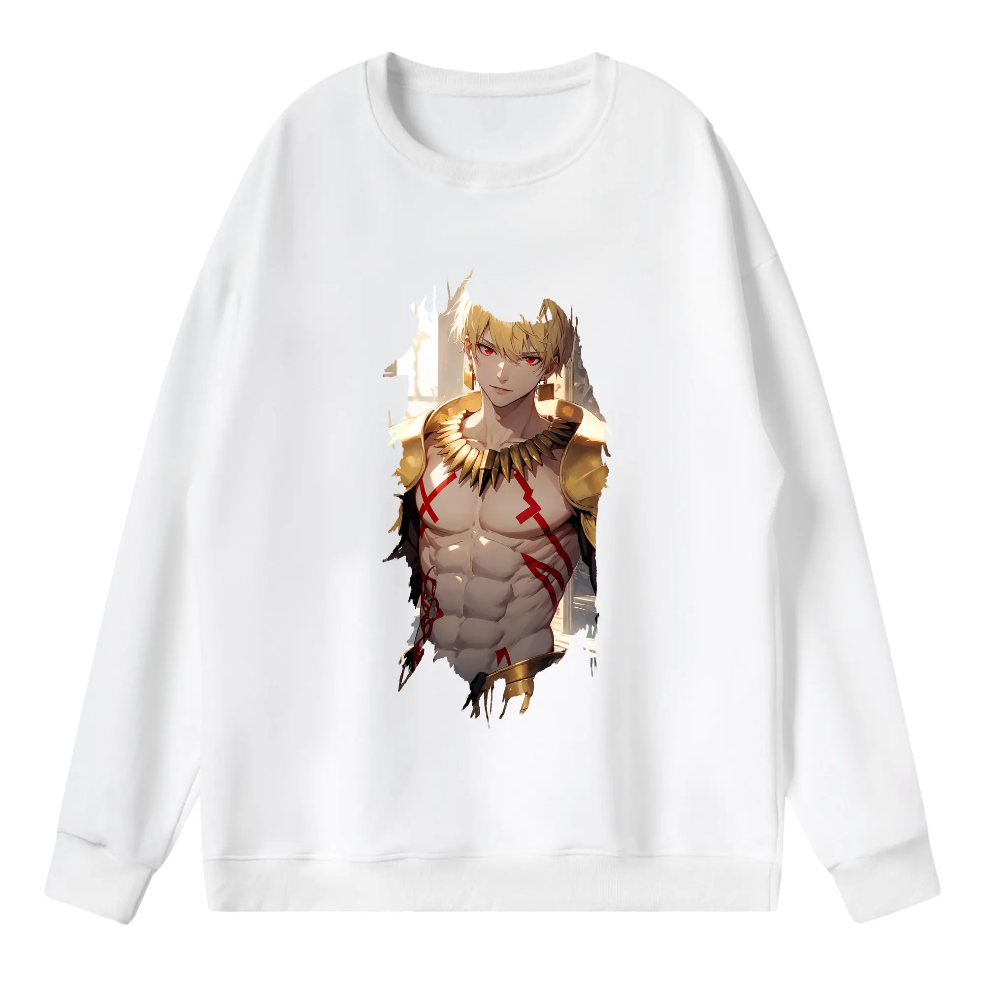 FGO グッズ,ギルガメッシュ - 薄手 クルーネック スウェット 裏毛260g · ポリエステル 春秋向け カジュアル 男女兼用 · トレーナー デイリー スポーツ 散歩に最適