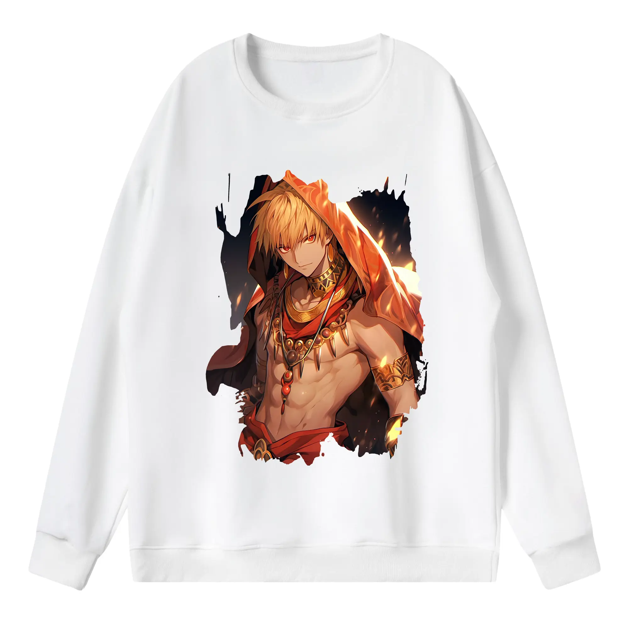 FGO グッズ,ギルガメッシュ - 薄手 クルーネック スウェット 裏毛260g · ポリエステル 春秋向け カジュアル 男女兼用 · トレーナー デイリー スポーツ 散歩に最適