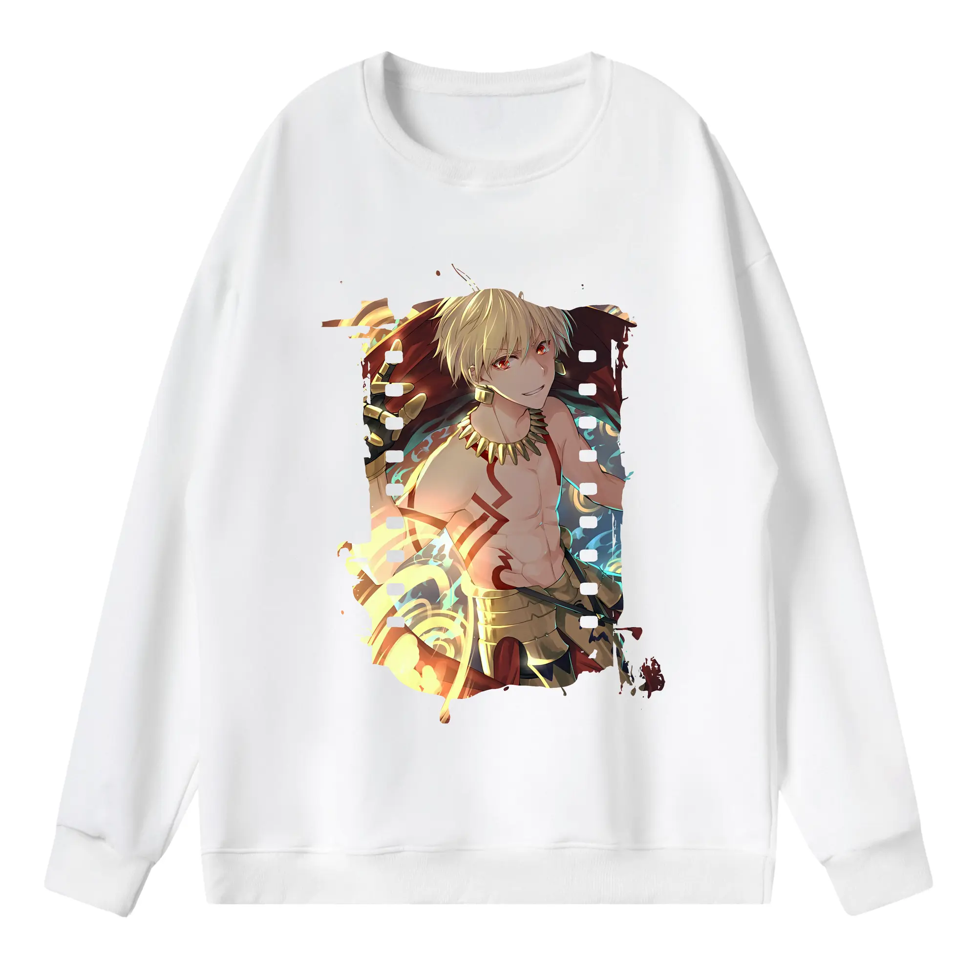 FGO グッズ,ギルガメッシュ - 薄手 クルーネック スウェット 裏毛260g · ポリエステル 春秋向け カジュアル 男女兼用 · トレーナー デイリー スポーツ 散歩に最適