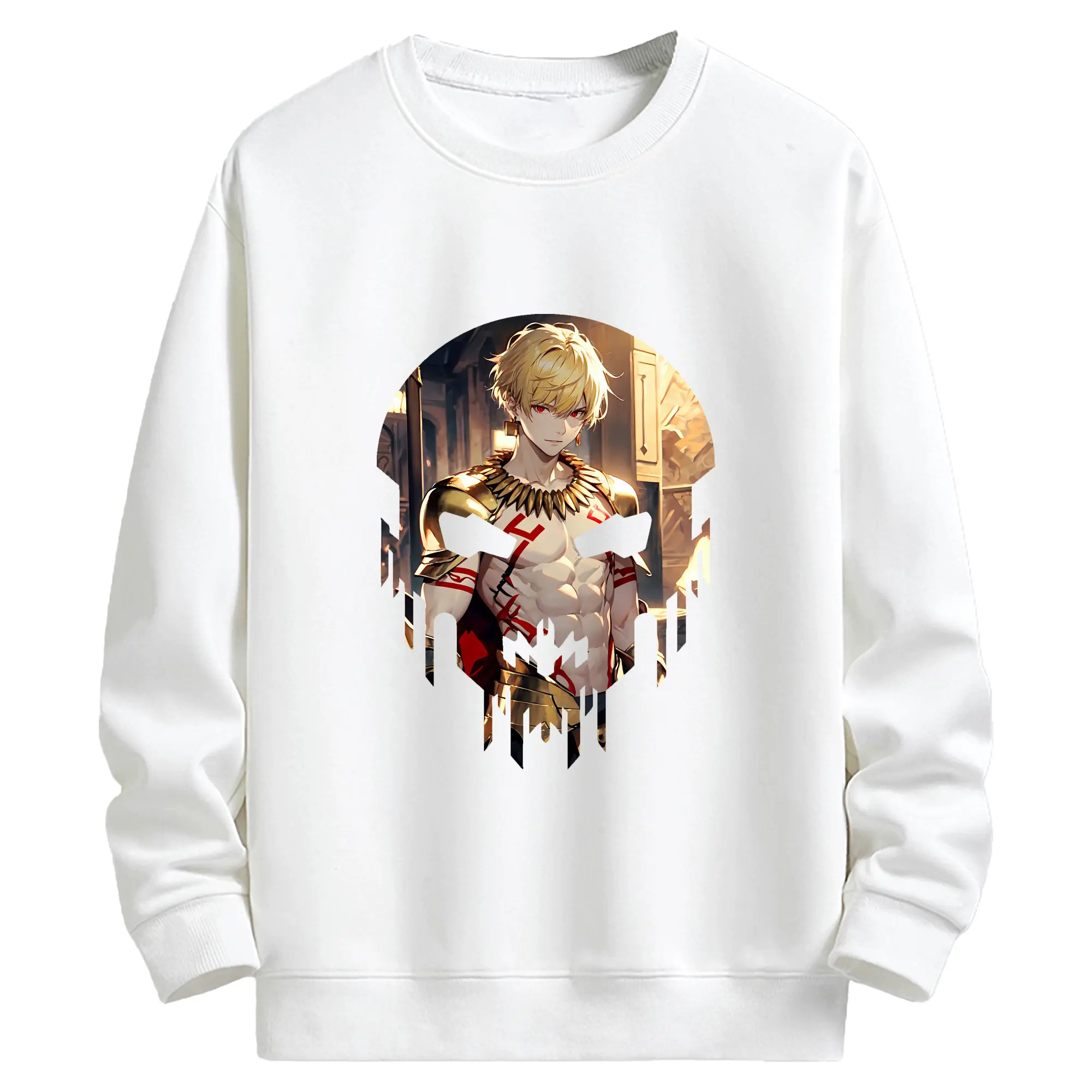 FGO グッズ,ギルガメッシュ - キッズ クルーネックスウェットシャツ ・ フロントプリント ・ 綿80％ ポリエステル20％ ・ 快適 通学 スポーツ 日常使い お散歩用