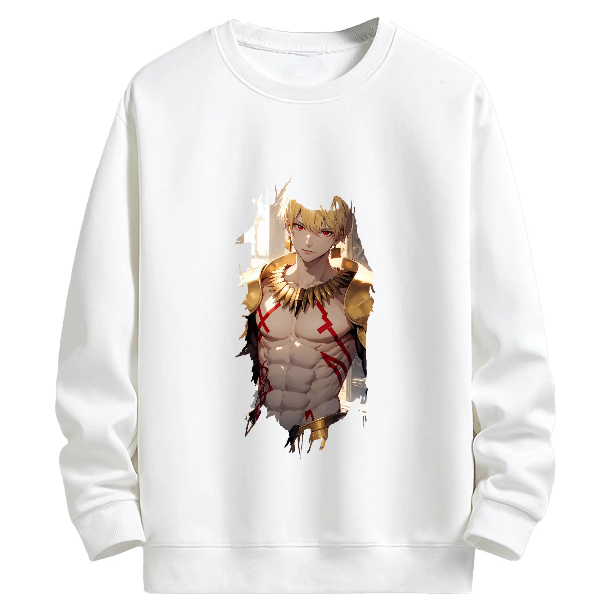 FGO グッズ,ギルガメッシュ - キッズ クルーネックスウェットシャツ ・ フロントプリント ・ 綿80％ ポリエステル20％ ・ 快適 通学 スポーツ 日常使い お散歩用
