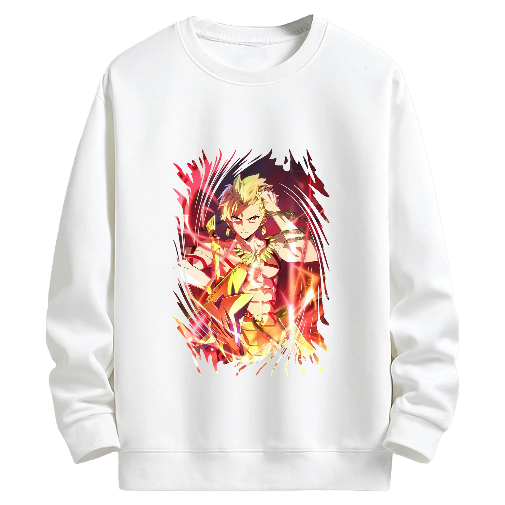 FGO グッズ,ギルガメッシュ - キッズ クルーネックスウェットシャツ ・ フロントプリント ・ 綿80％ ポリエステル20％ ・ 快適 通学 スポーツ 日常使い お散歩用