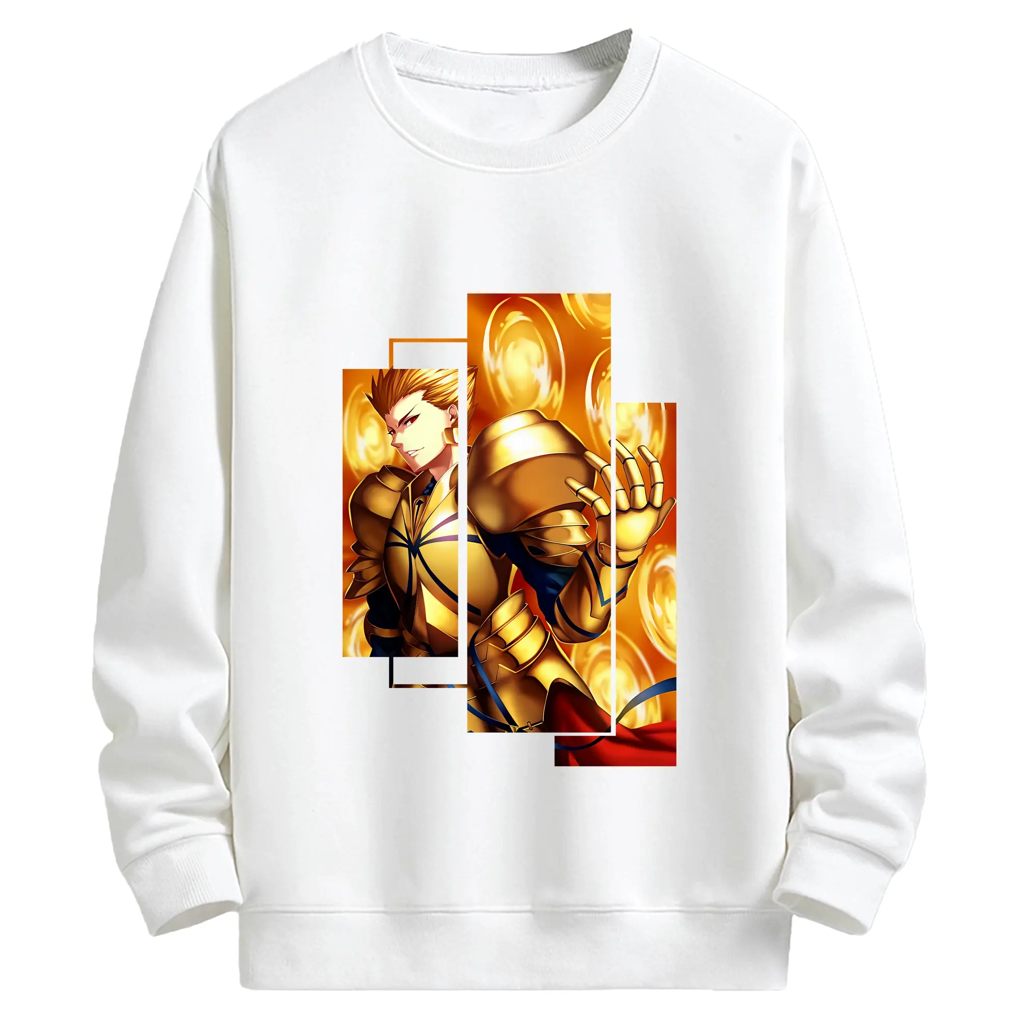 FGO グッズ,ギルガメッシュ - キッズ クルーネックスウェットシャツ ・ フロントプリント ・ 綿80％ ポリエステル20％ ・ 快適 通学 スポーツ 日常使い お散歩用